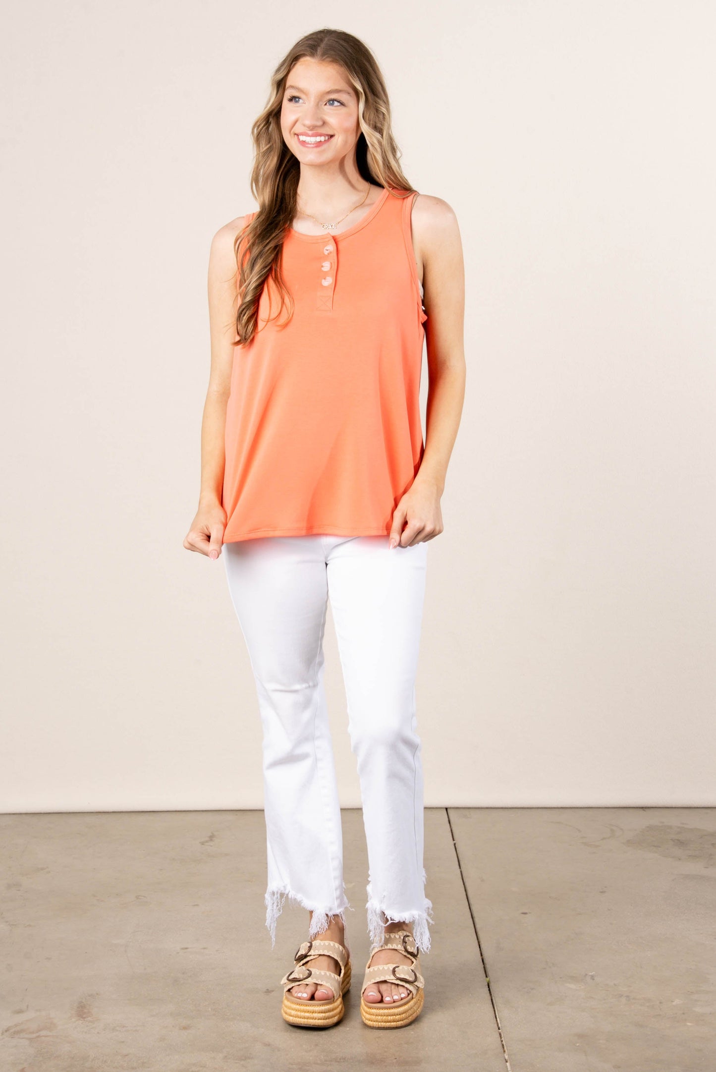 Relaxed Fit Henley Tank *Final Sale*