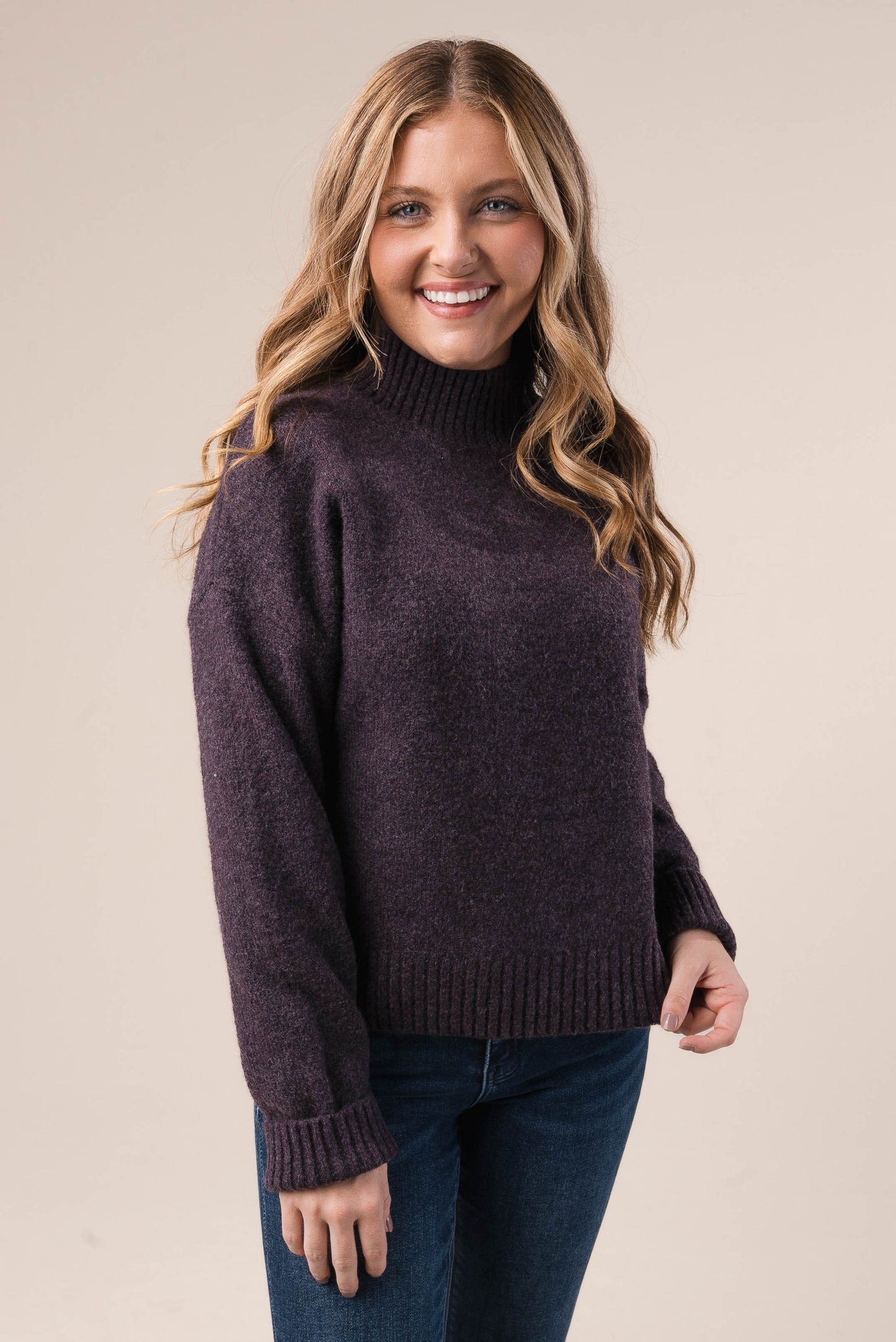 Marled Knit Mock Neck Sweater *Final Sale*