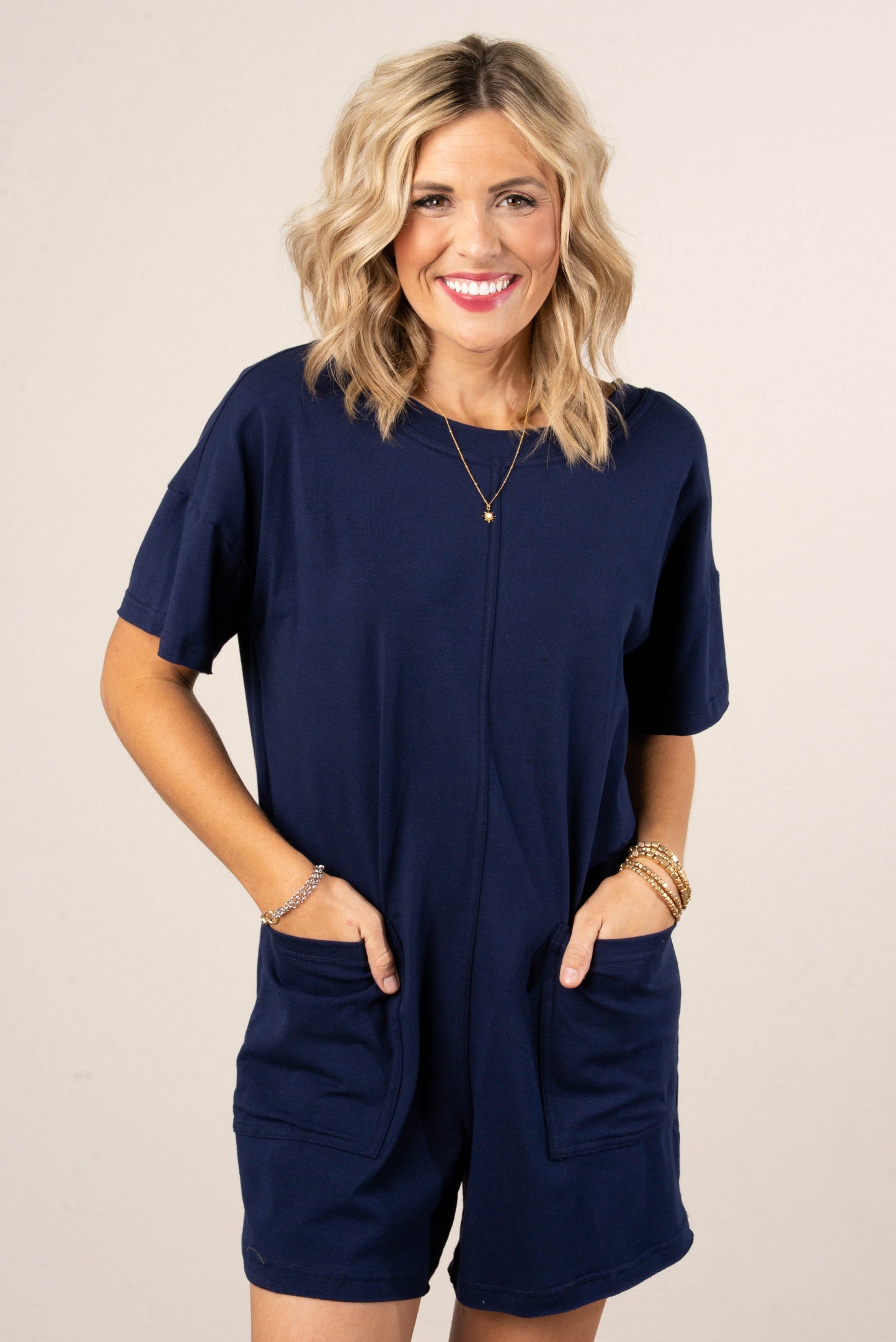 Reversible T-Shirt Romper in Navy *Final Sale*