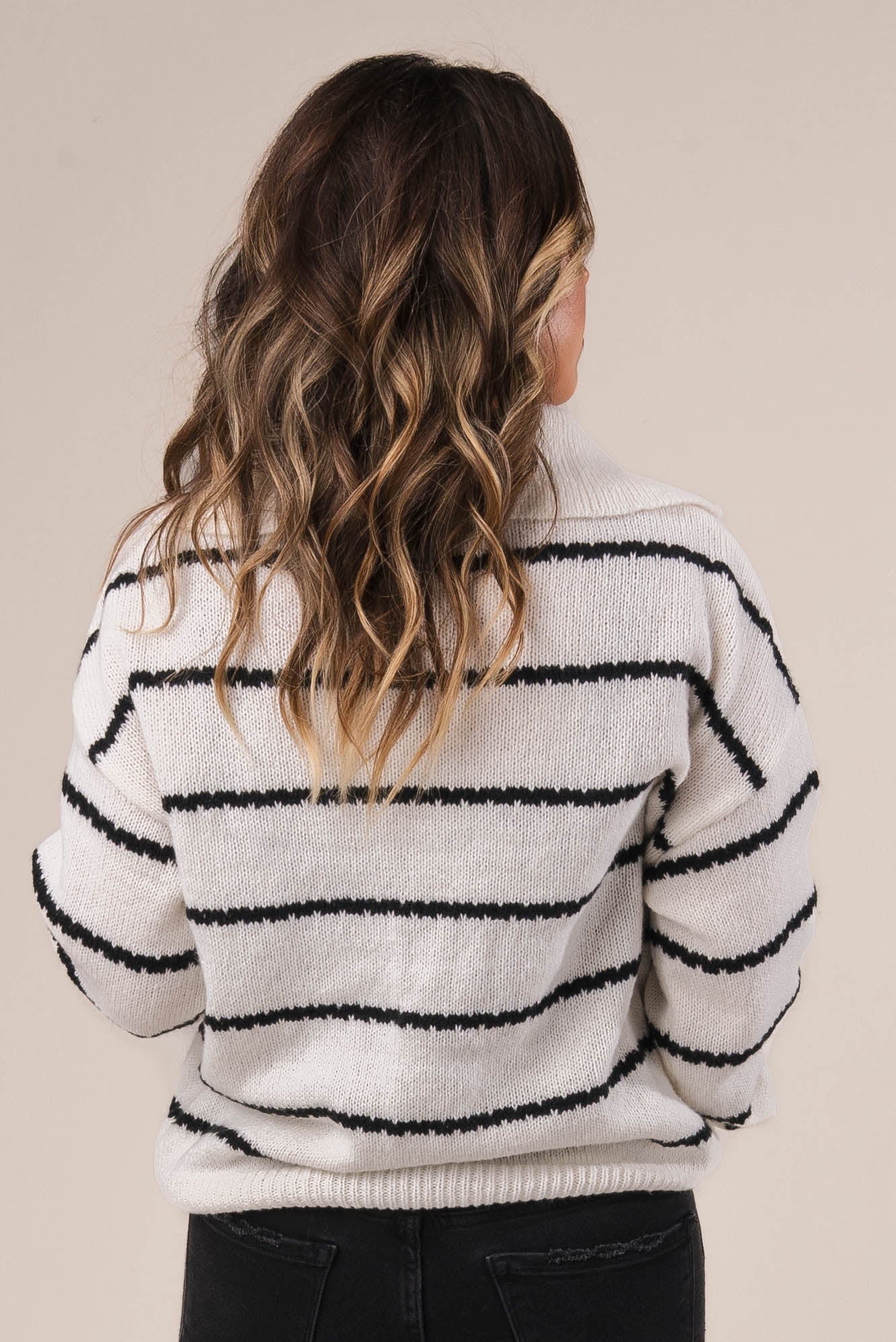 Striped Wide Collar Sweater