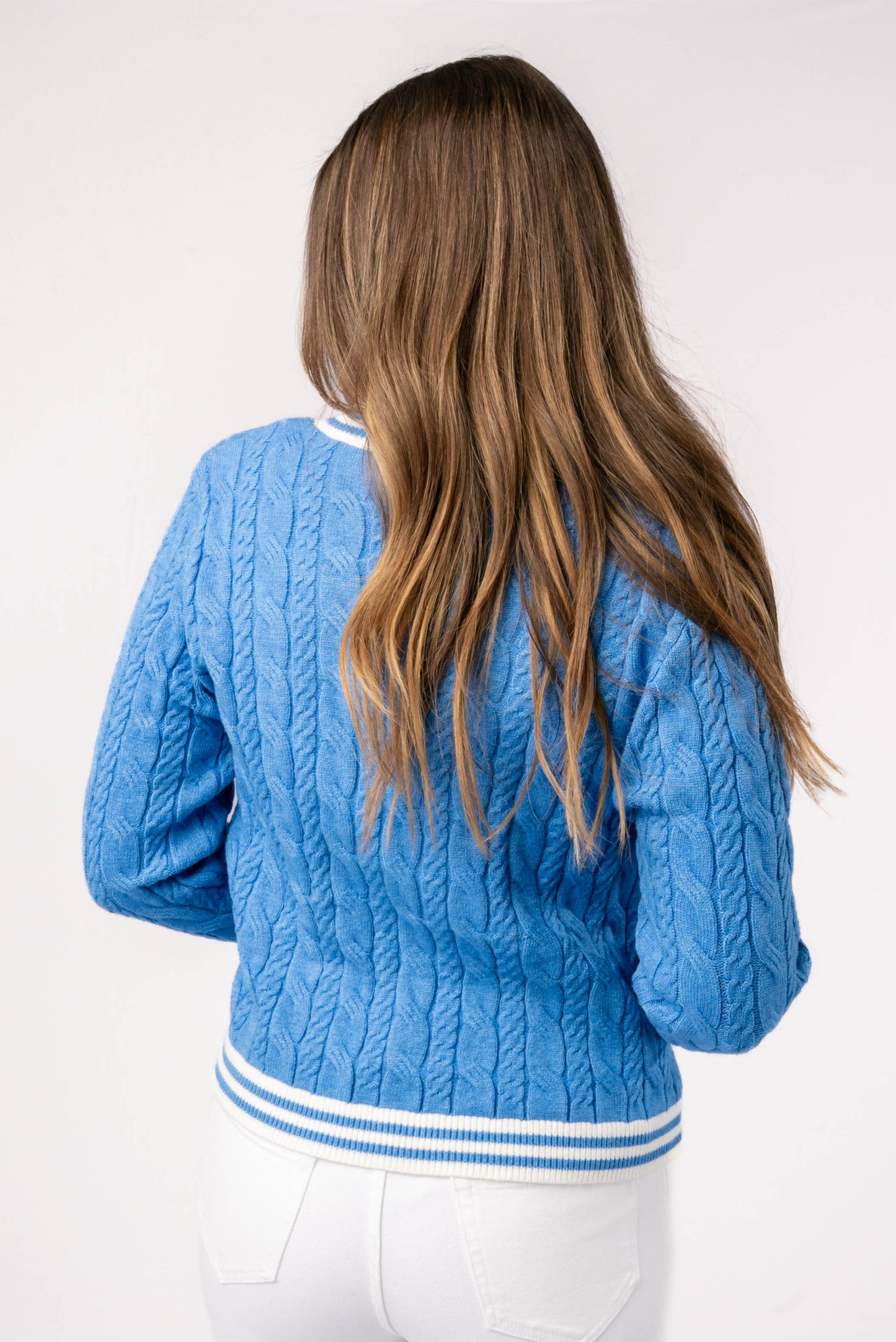 Cable Knit Pearl Button Cardigan