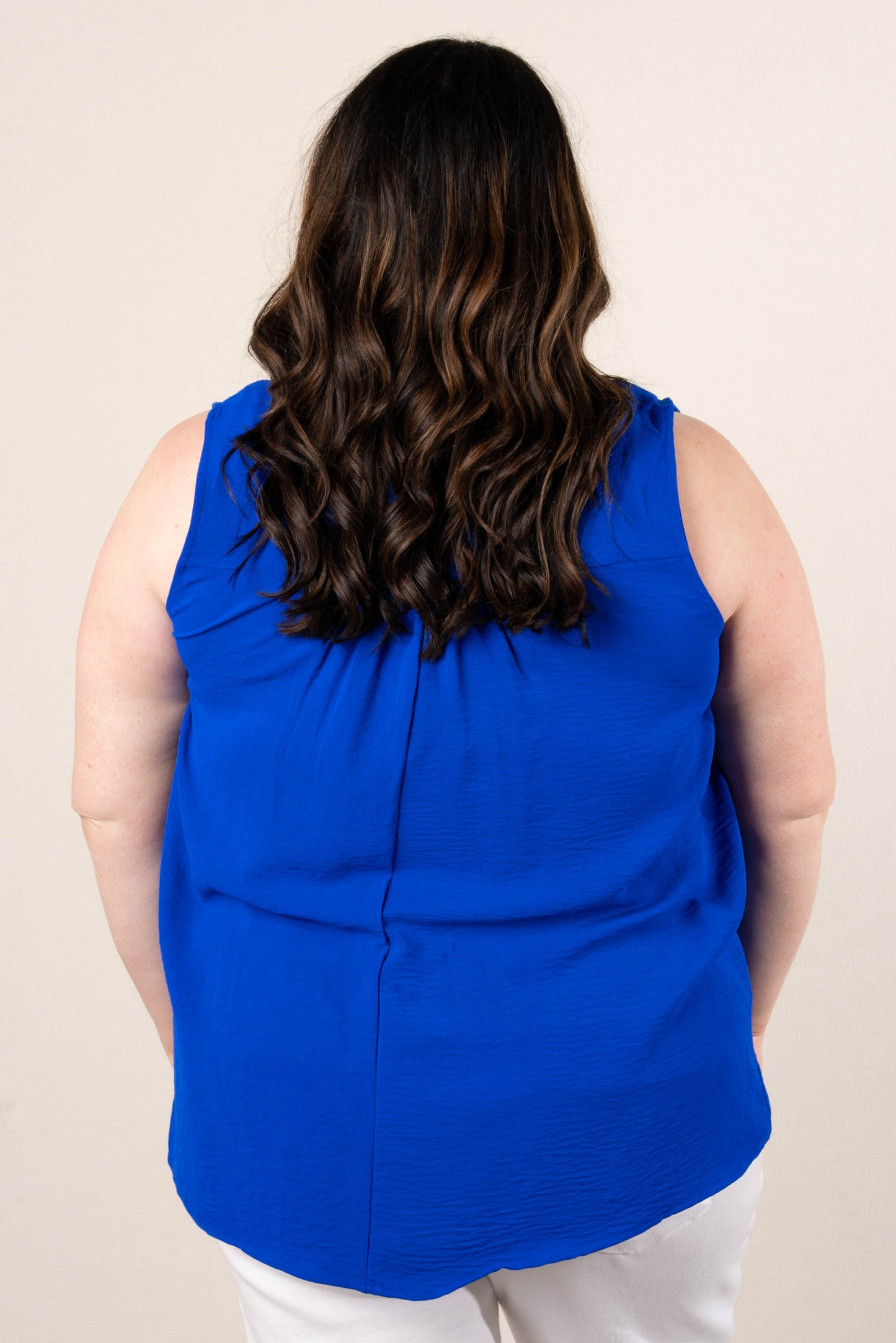 Pleat Front Sleeveless Blouse *Final Sale*