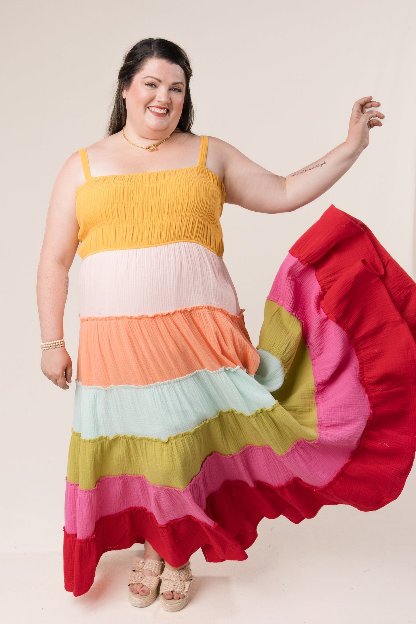 Gauze Knit Rainbow Sundress