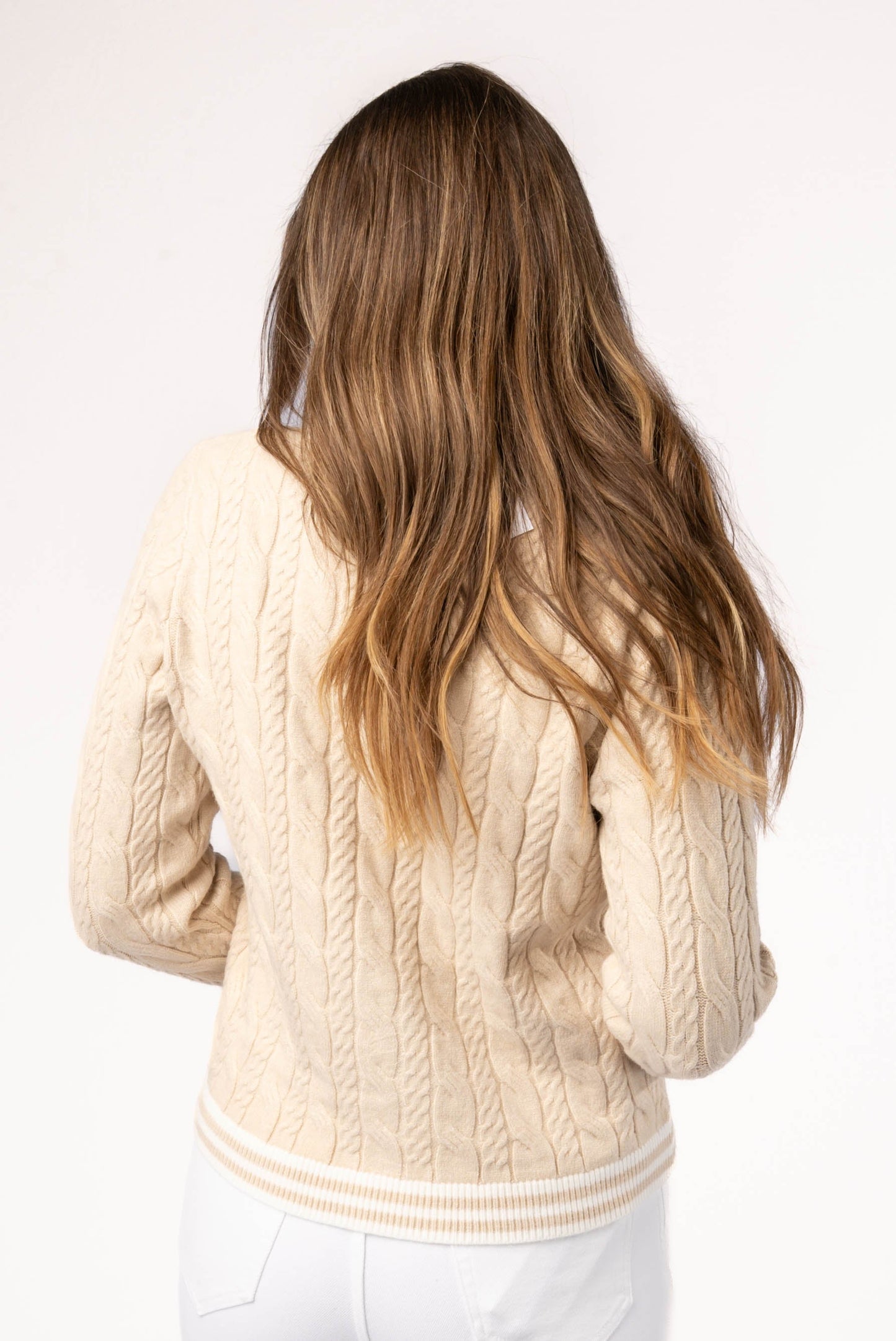 Cable Knit Pearl Button Cardigan