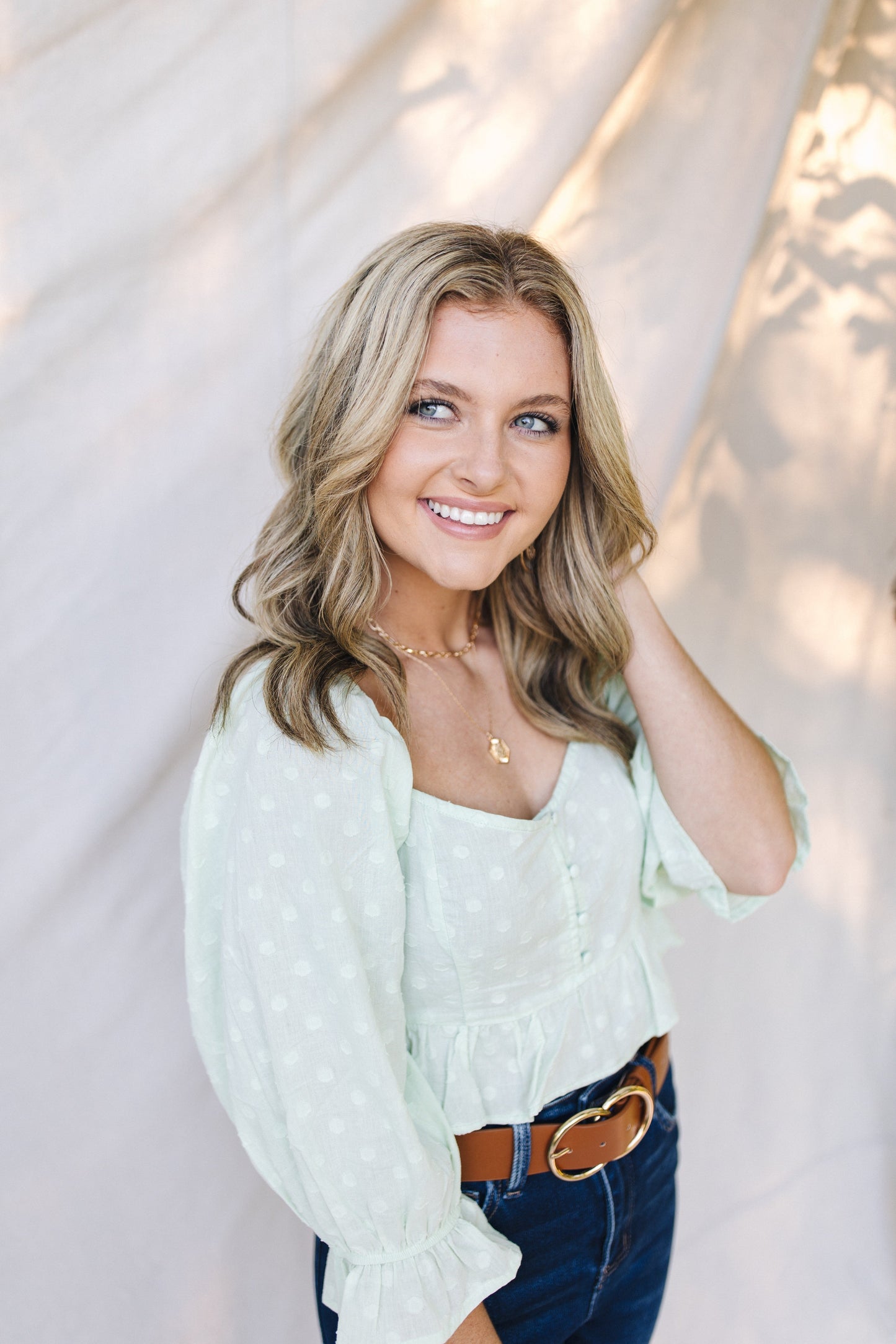 Textured Dot Tie Back Peplum Top *Final Sale*