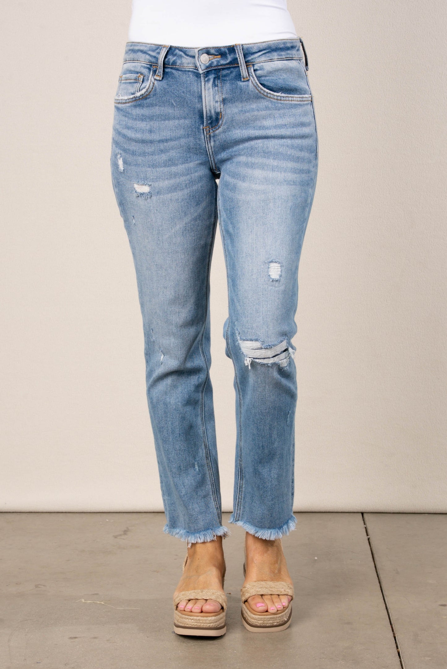 Lovervet Mid Rise Crop Straight Leg Jeans