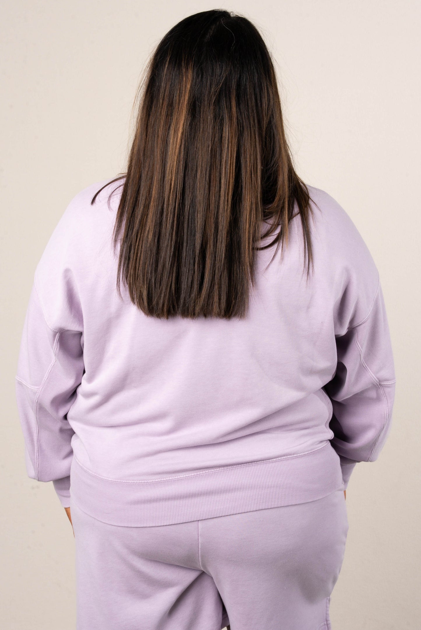 Washed French Terry Pullover + Shorts Set - Lavender