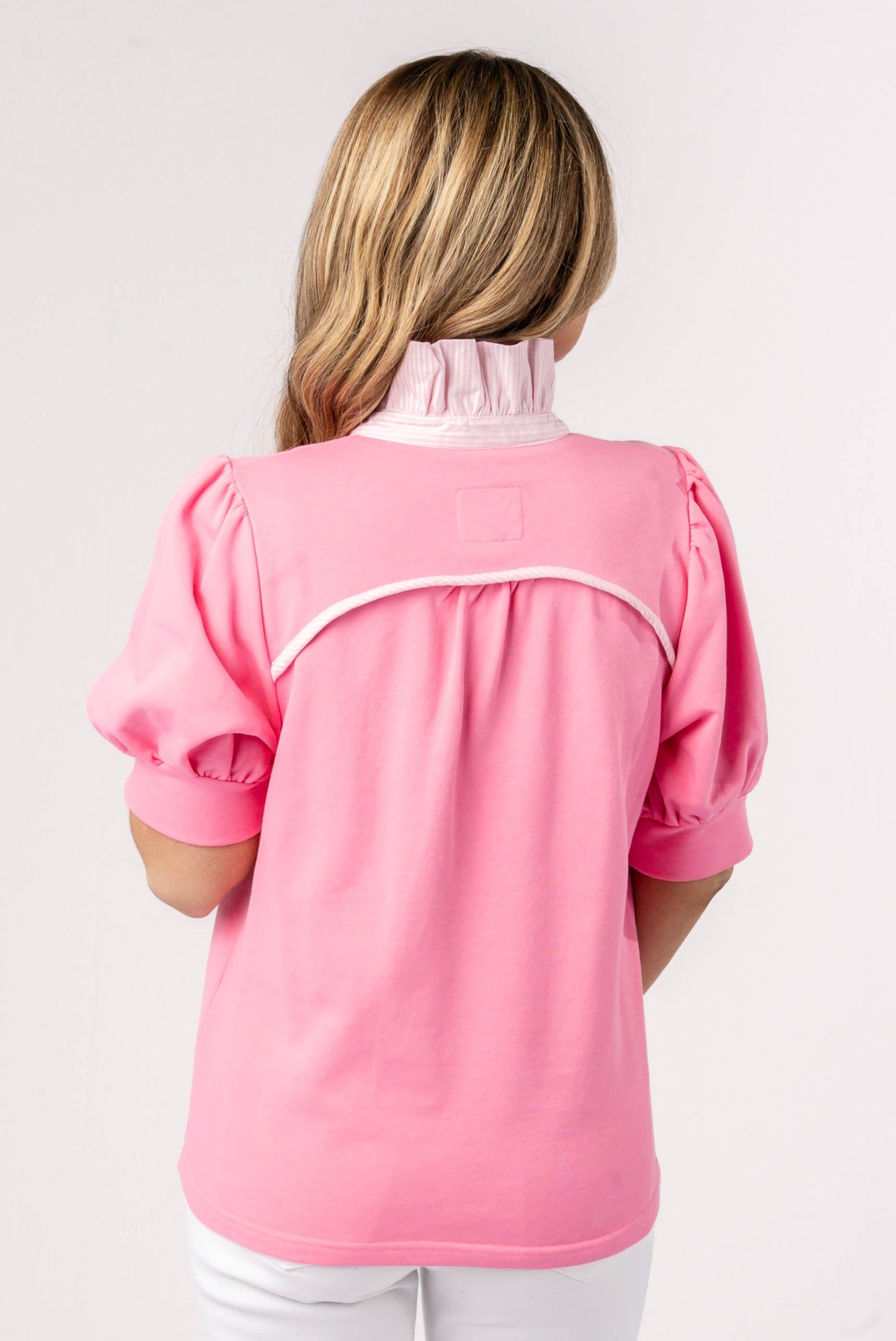 Contrast Stripe Ruffle Neck Top *Final Sale*