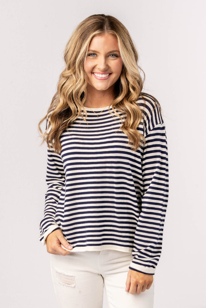 Striped Rolled Hem Sweater