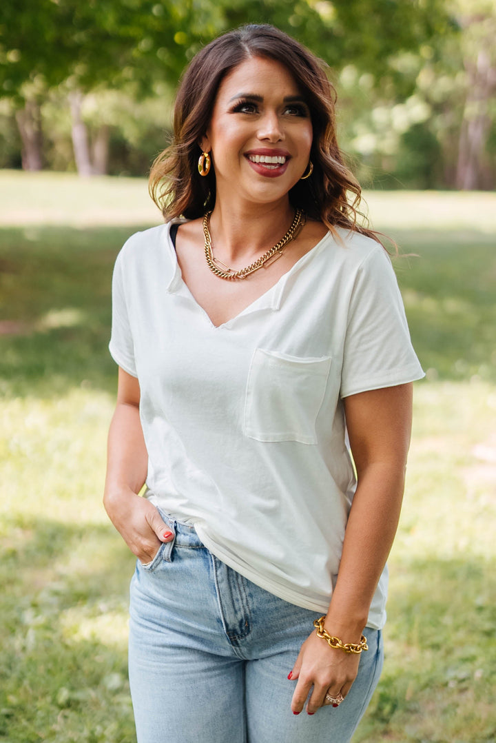 Notched Neck Pocket Tee