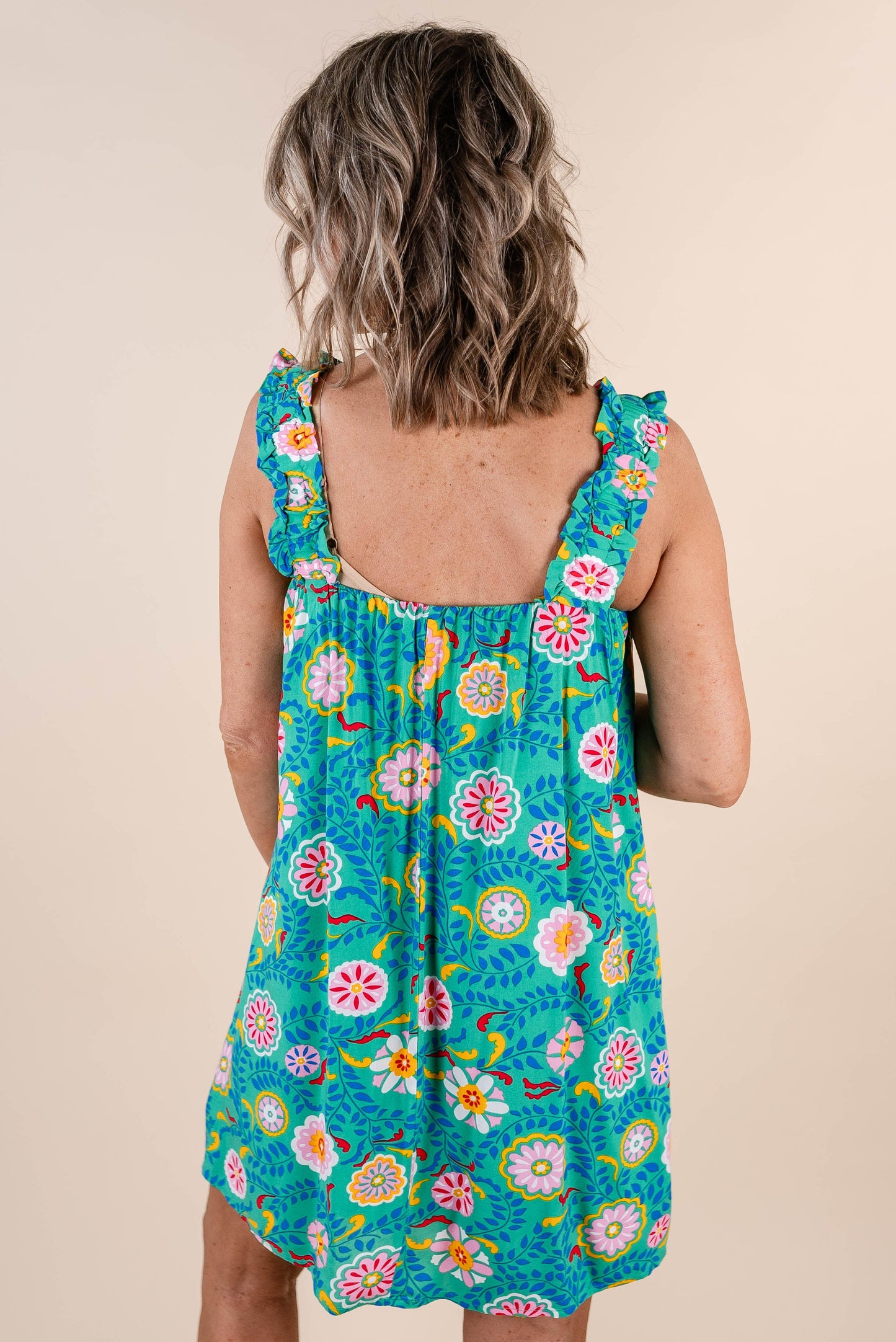 Floral Ruffle Shoulder Dress *Final Sale*