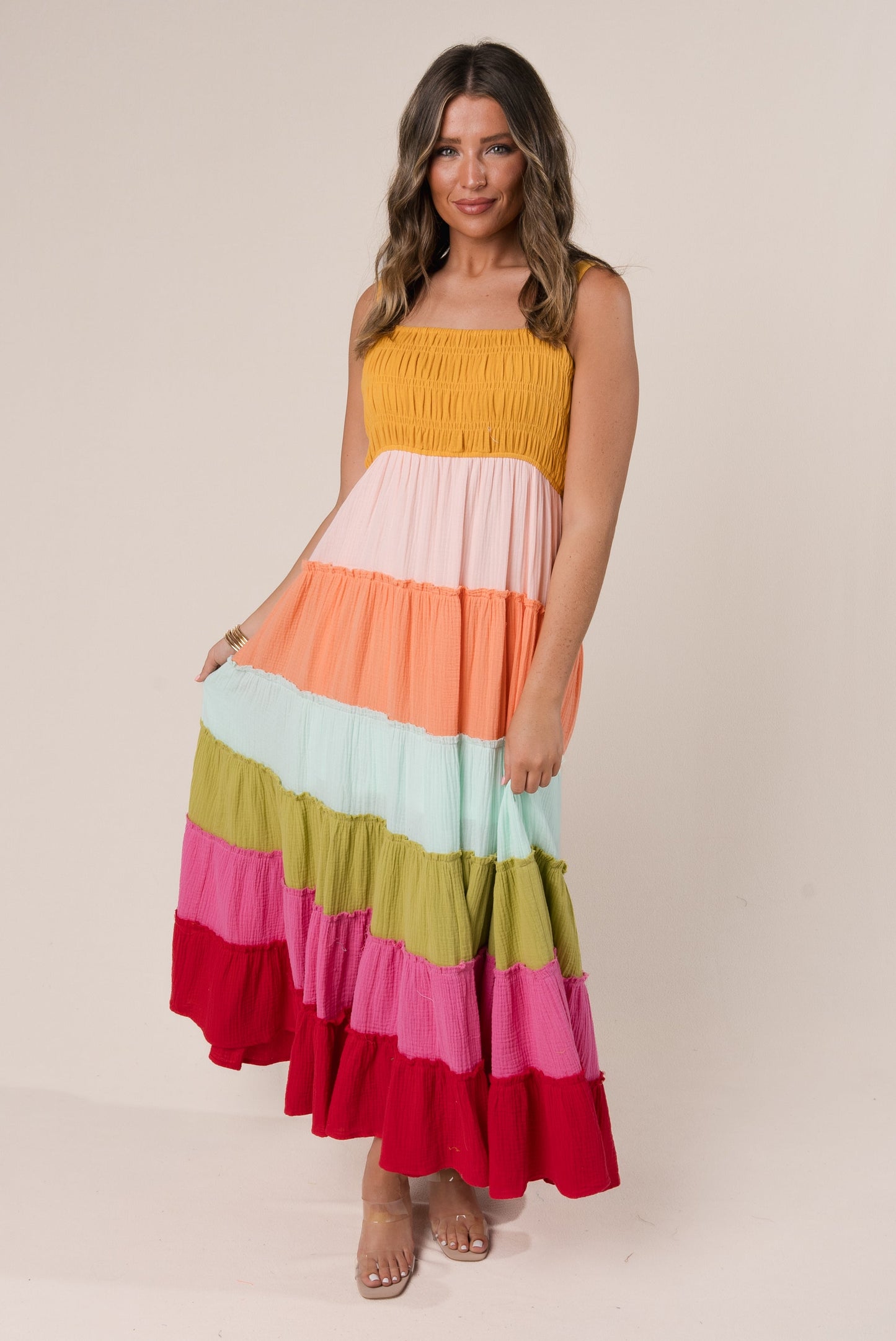 Gauze Knit Rainbow Sundress