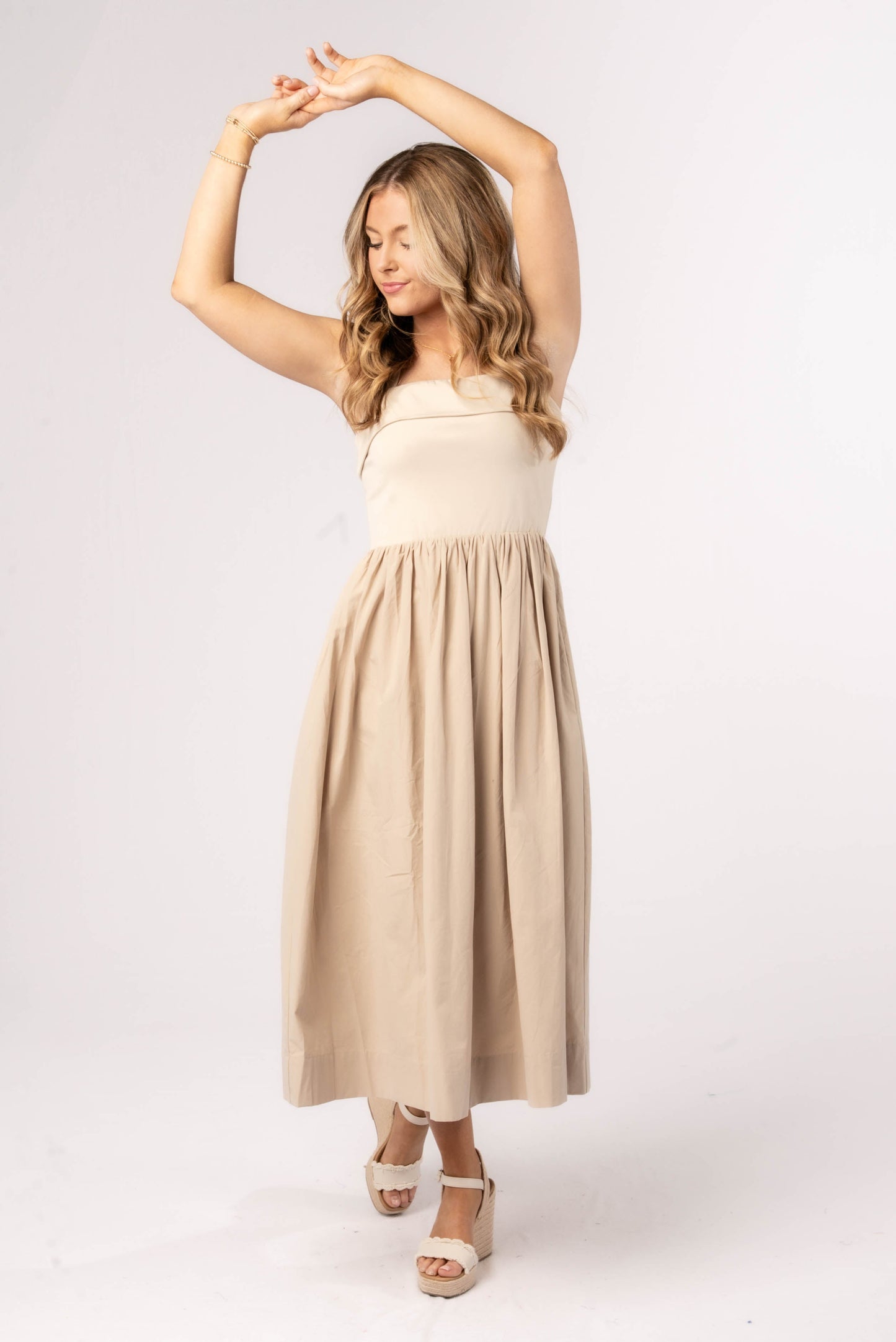 Mixed Knit Sleeveless Midi Dress