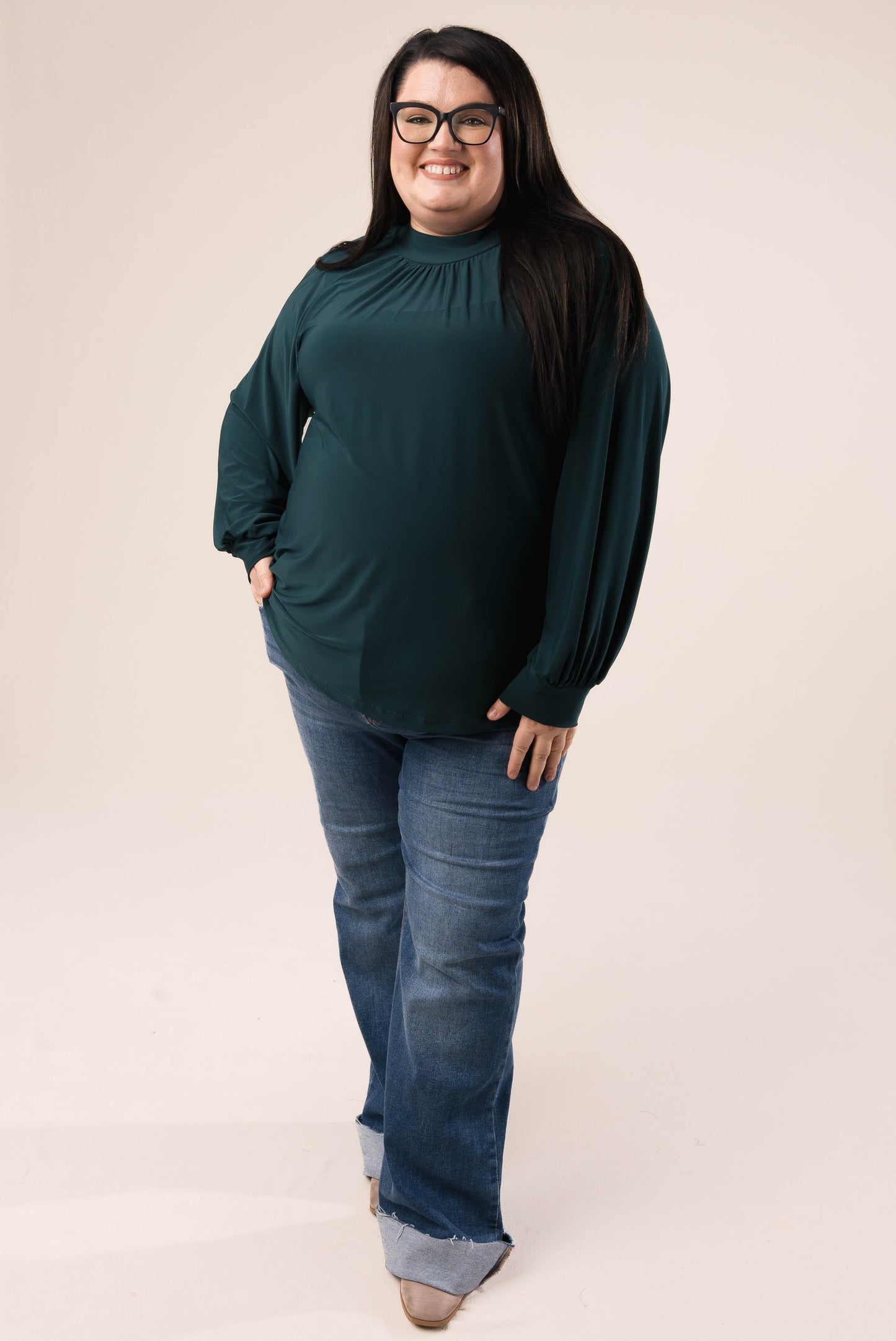 Shirred Mock Neck Top *Final Sale*