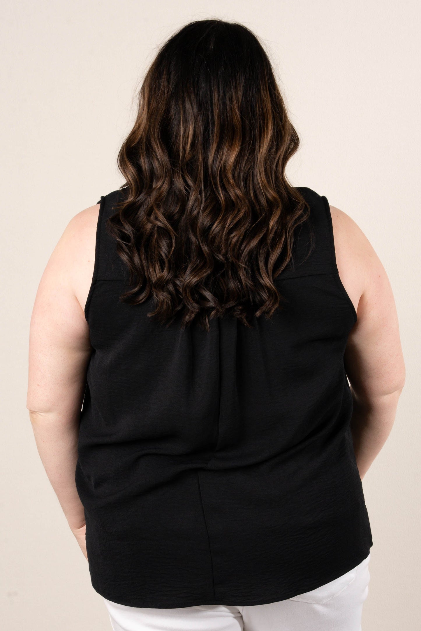 Pleat Front Sleeveless Blouse *Final Sale*