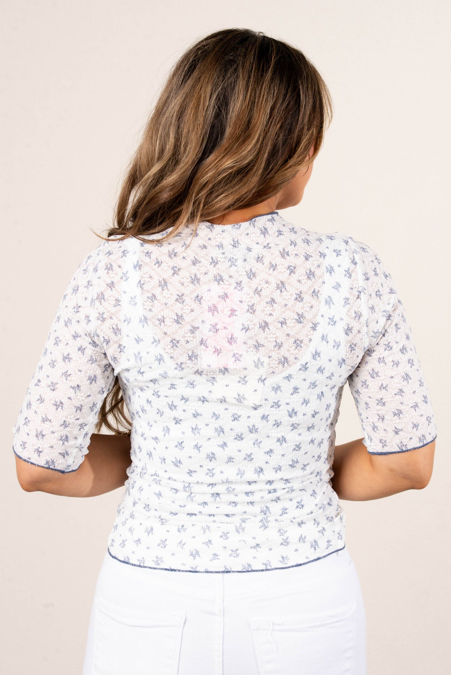 Floral Lace Lettuce Hem Top