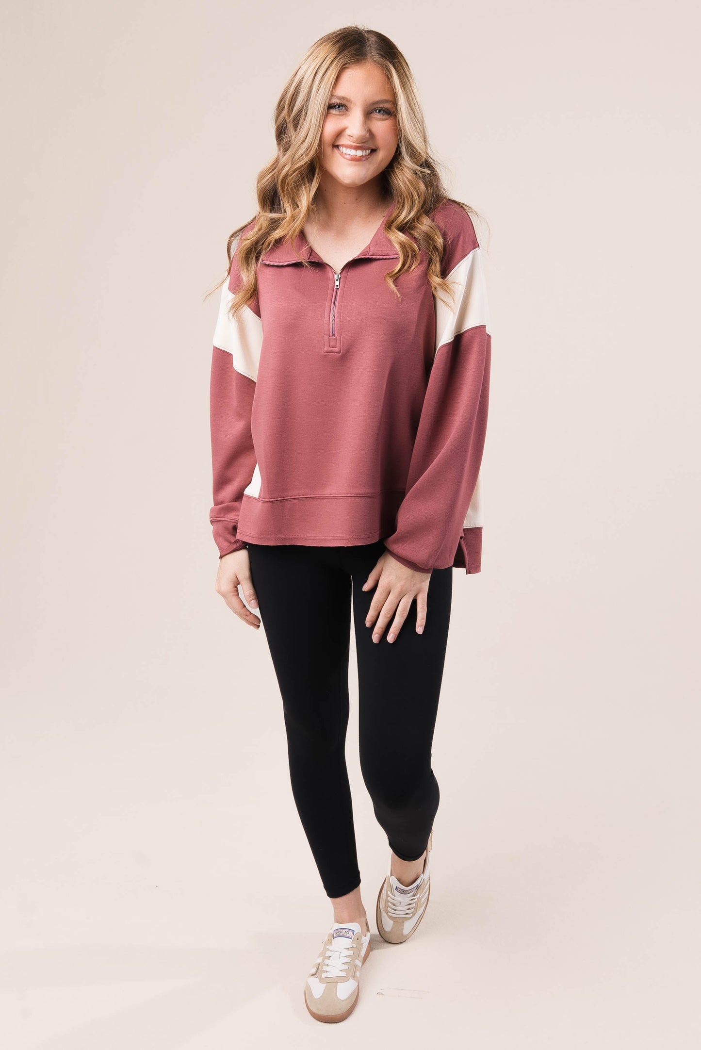Color Block Half Zip Pullover