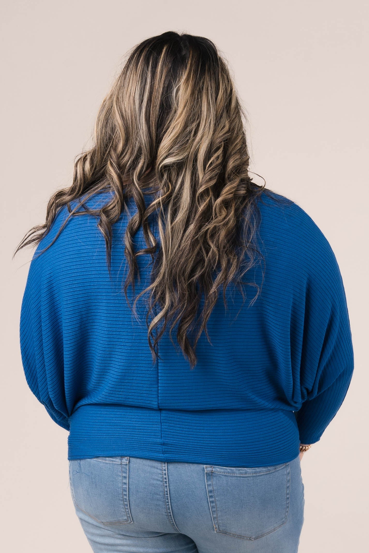Brushed Ribbed Batwing Top