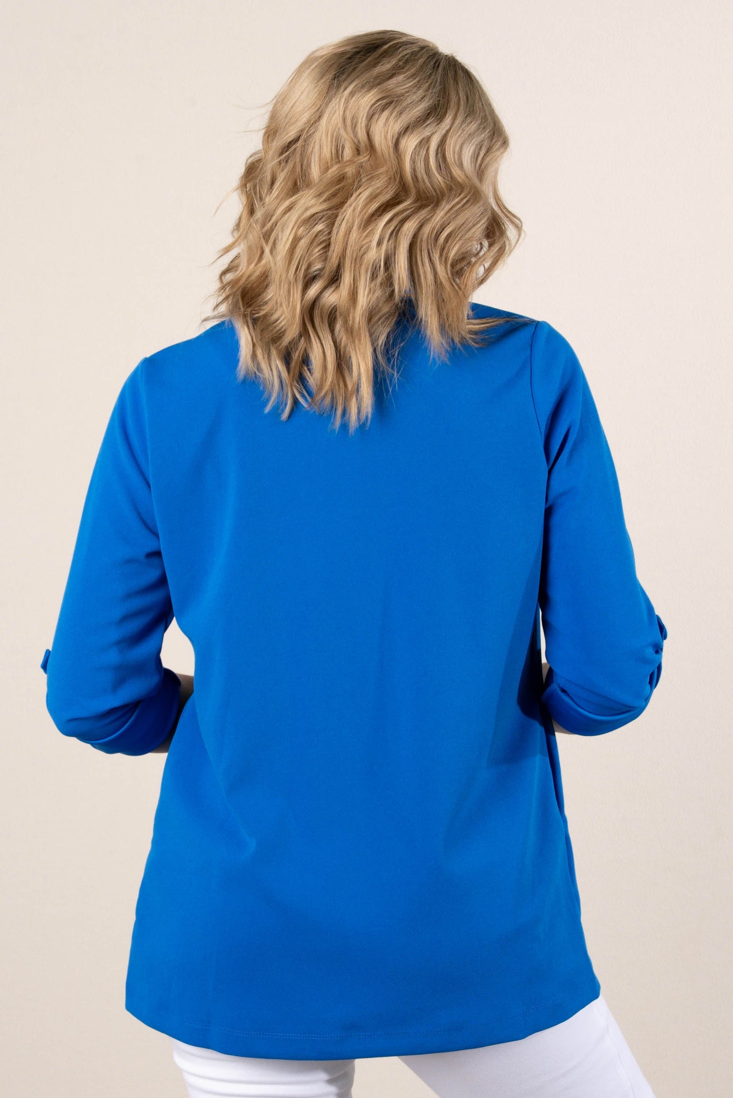 Open Front Tab Sleeve Blazer