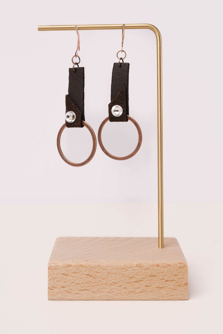 Suede Strap Circle Drop Earrings