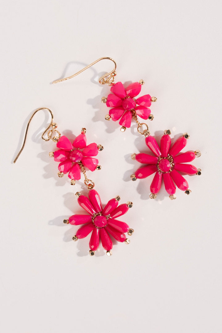 Beaded Flower Dangle Earrings