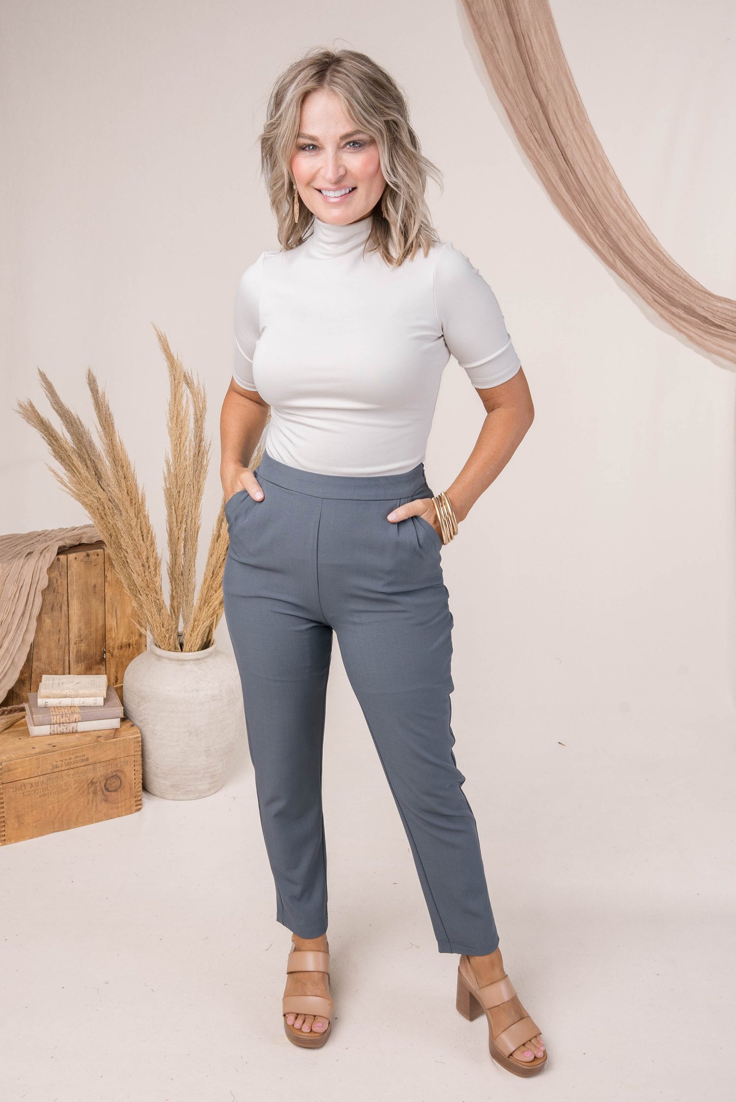 Side Zipper Ankle Pants
