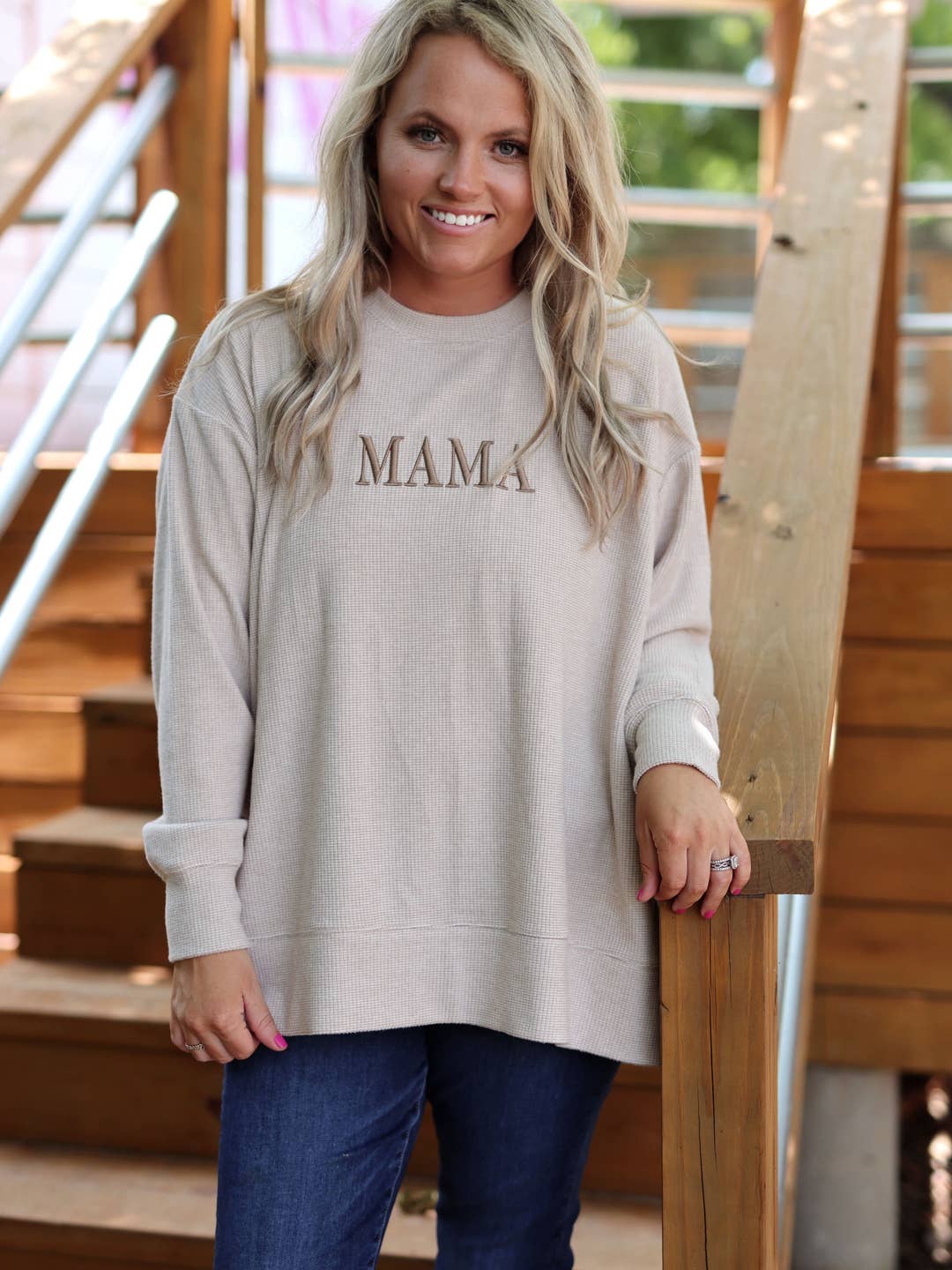 Cozy Day Mama Waffle Knit Pullover
