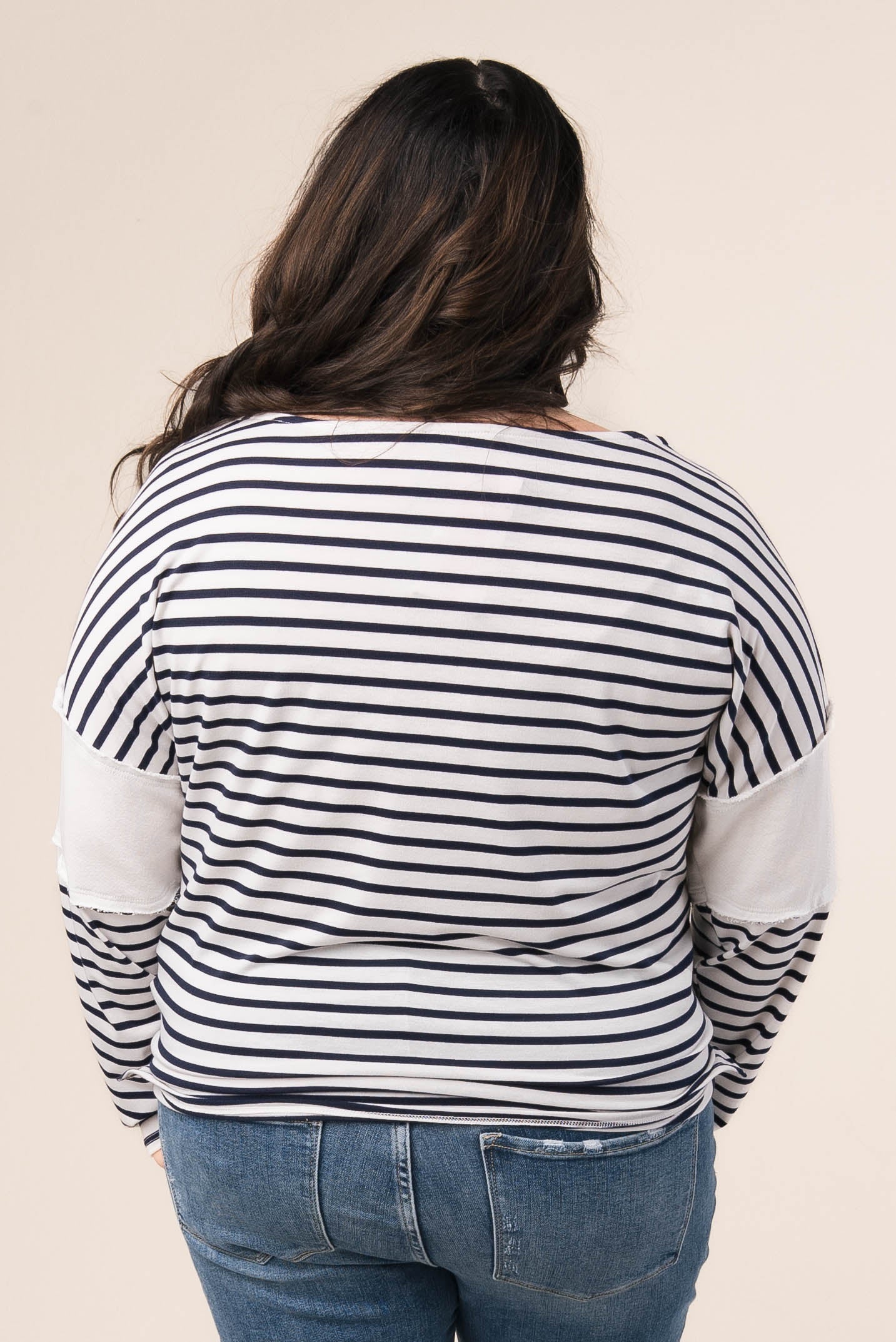 Striped Contrast Sleeve Top