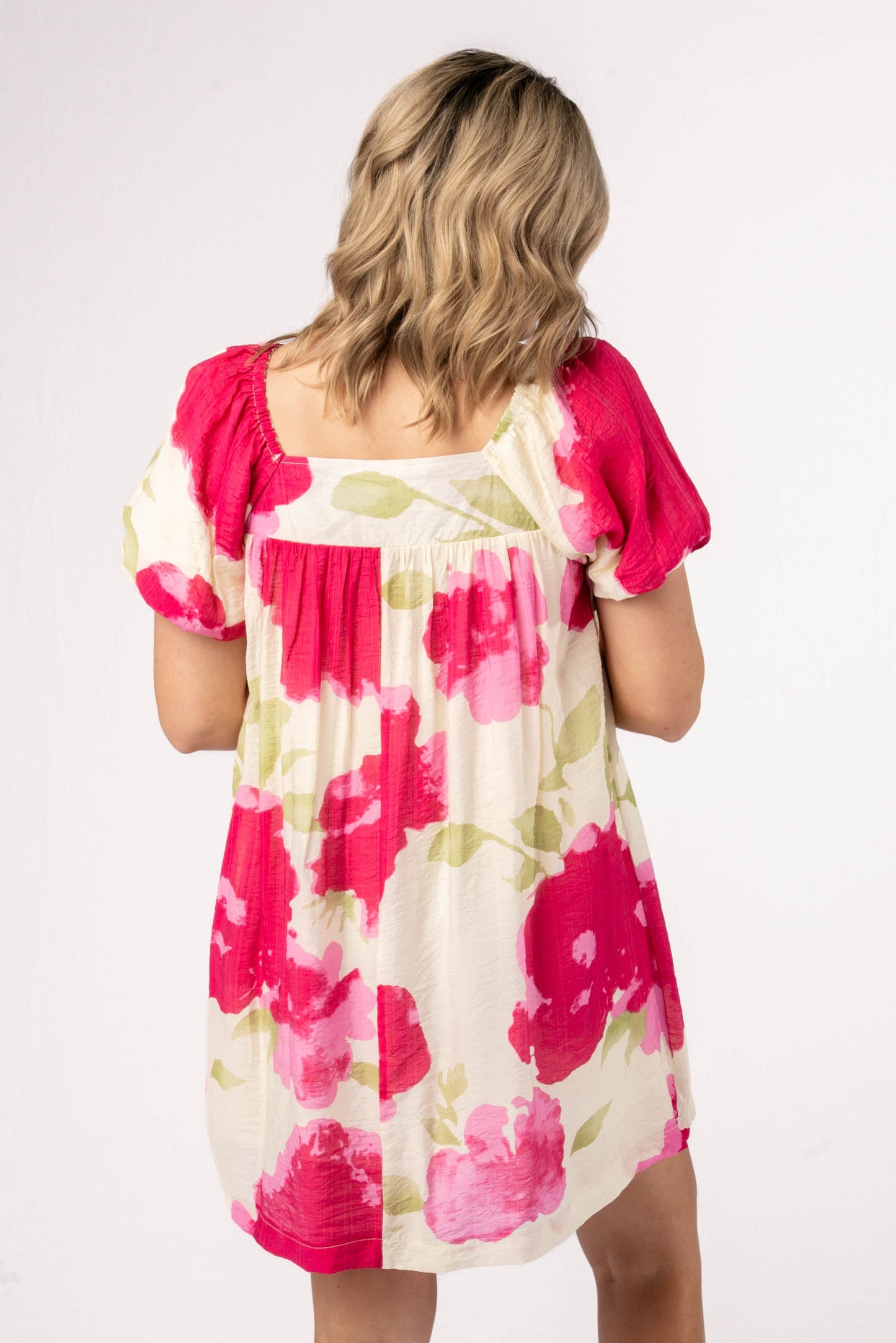 Floral Watercolor Square Neck Dress