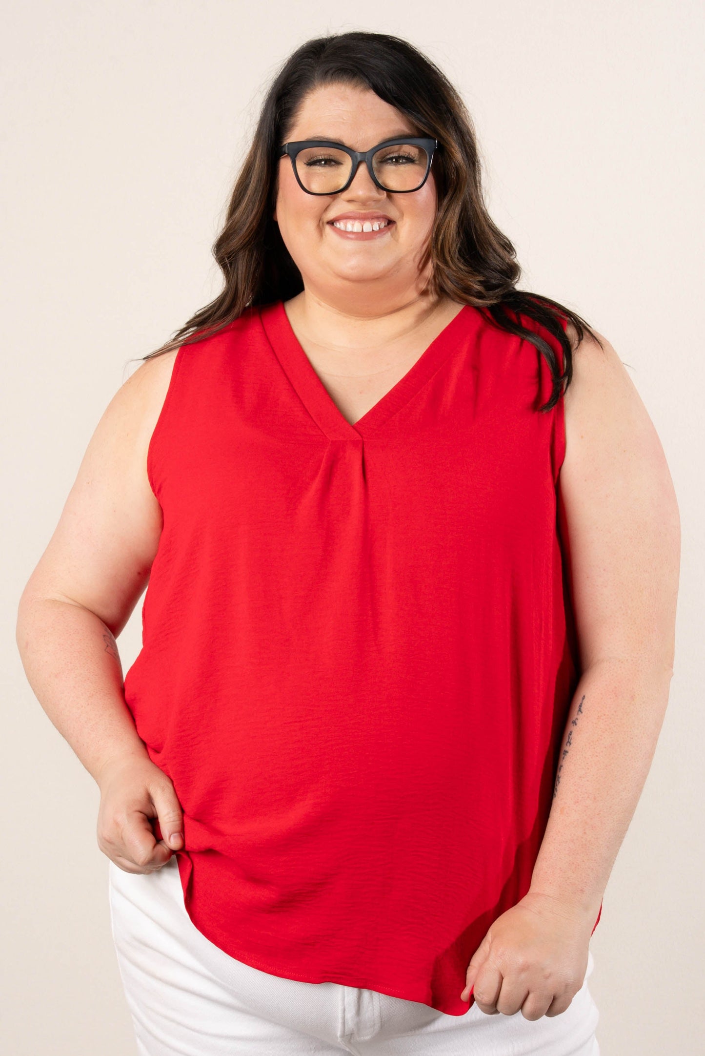 Pleat Front Sleeveless Blouse *Final Sale*