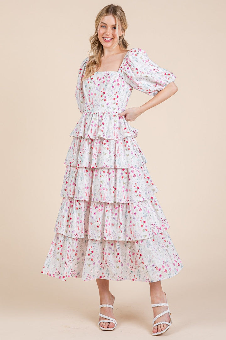 Floral Tiered Midi Dress