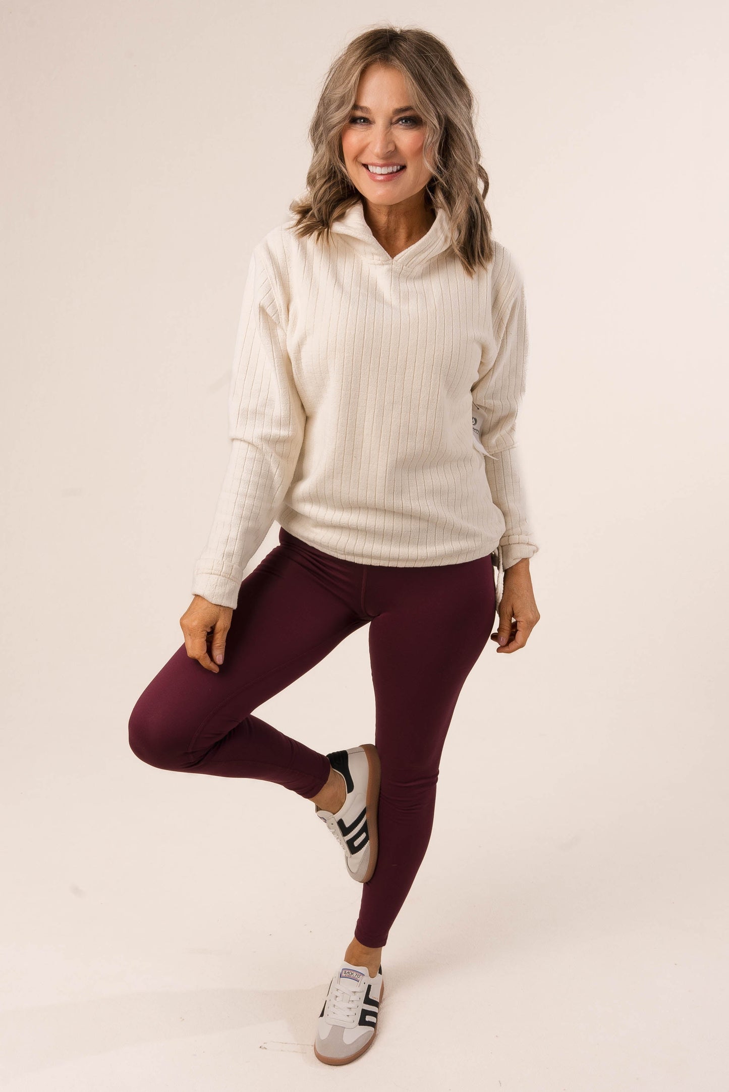 Mini Square Knit Side Tie Hooded Pullover