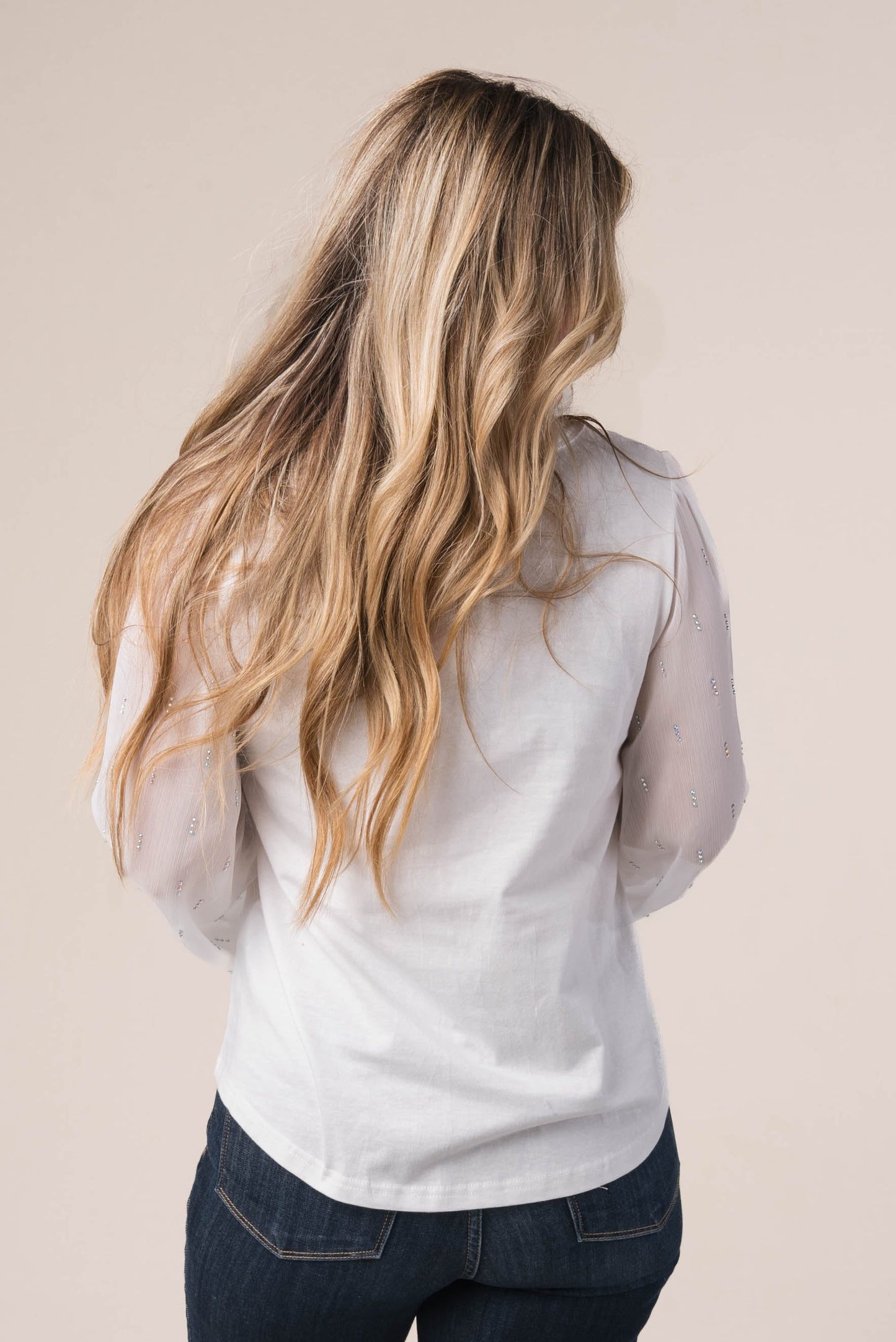 Slub Knit Embellished Sleeve Top *Final Sale*