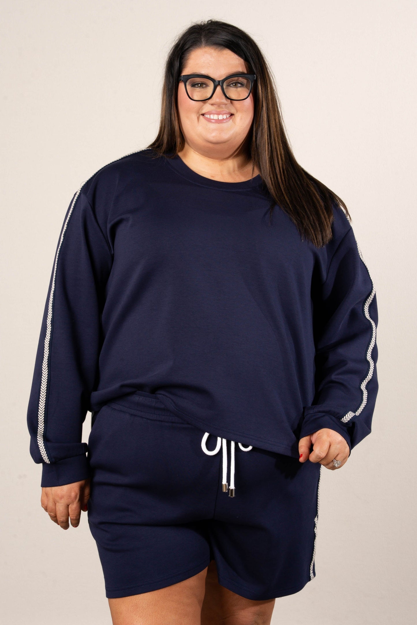 Contrast Stitch Pullover + Shorts Set