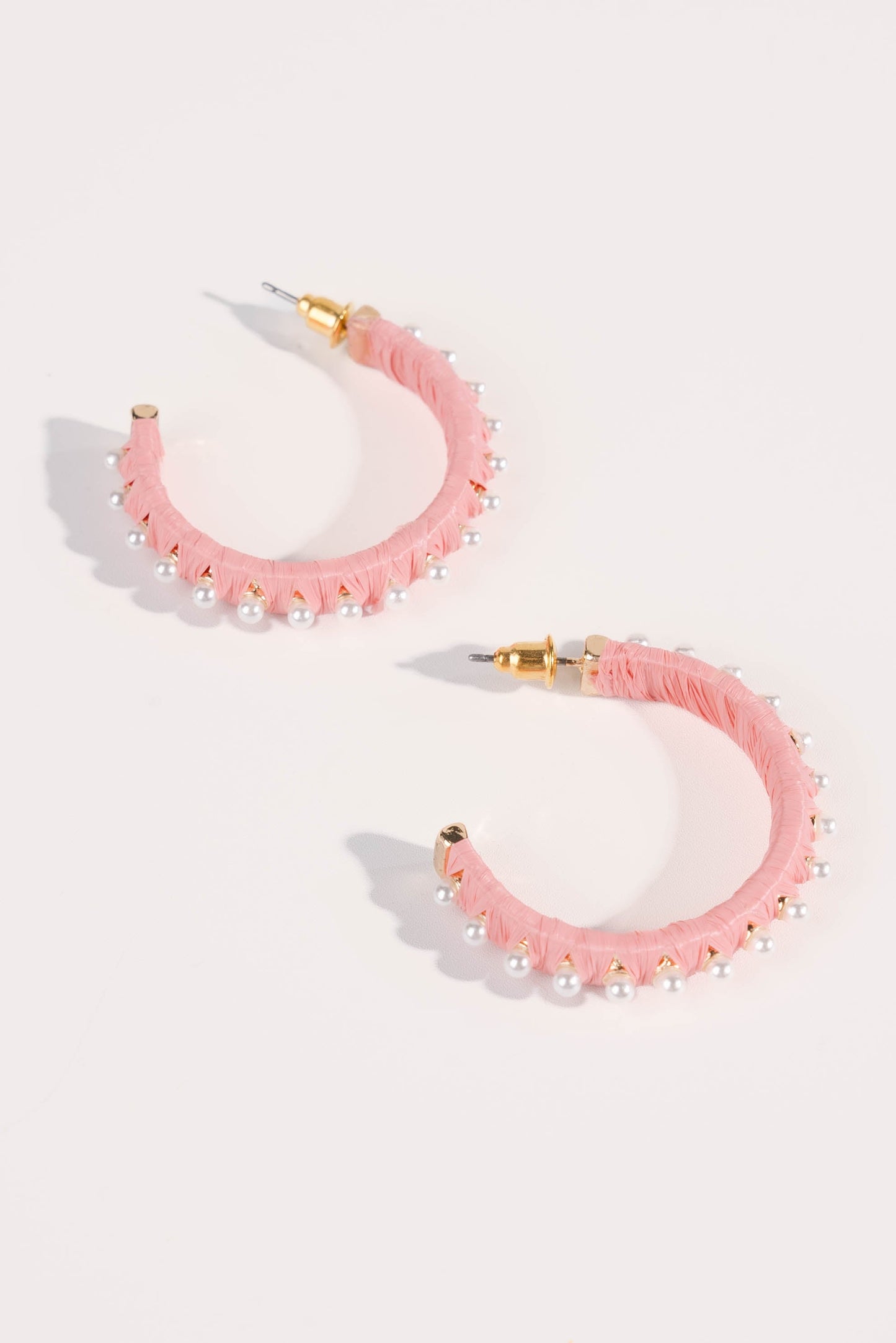 Raffia + Pearl Hoop Earrings