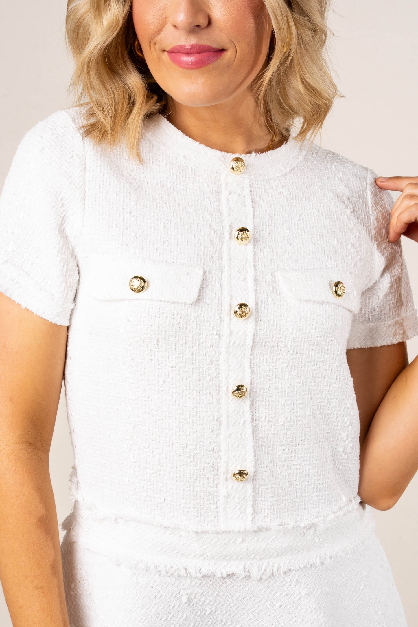 Tweed Button Detail Dress