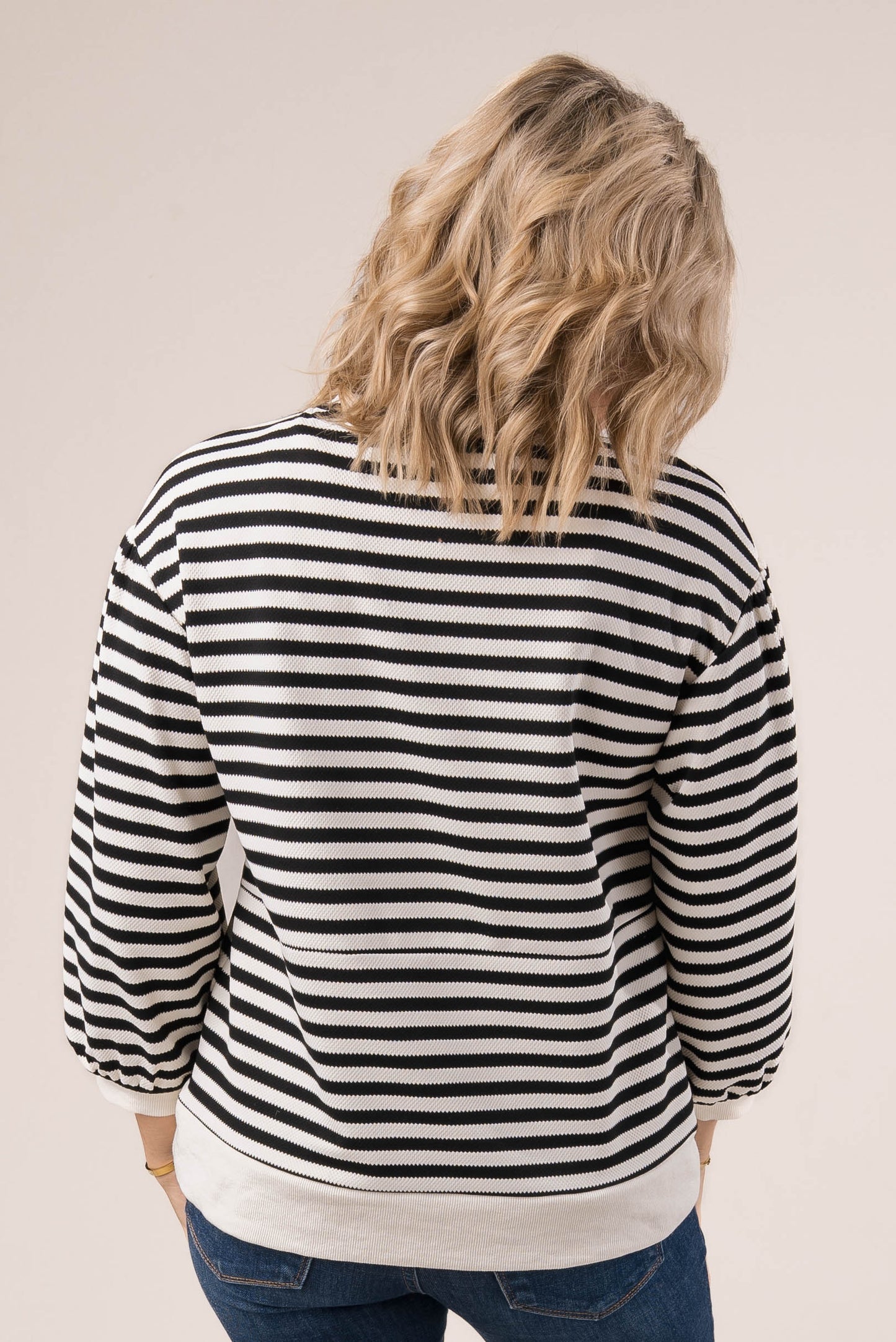 Striped Bow Closure Top