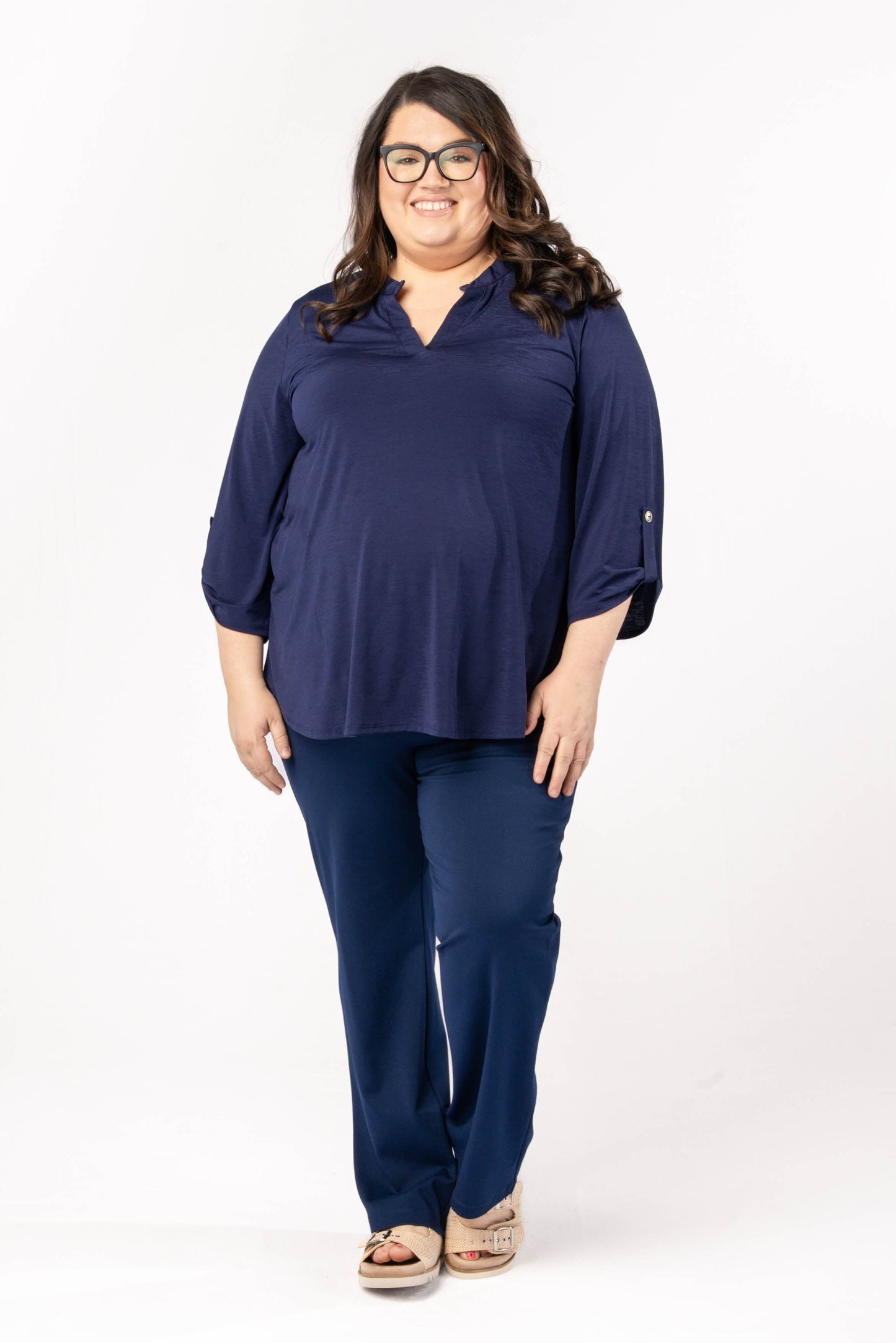 Liz Solid Tab Sleeve Top