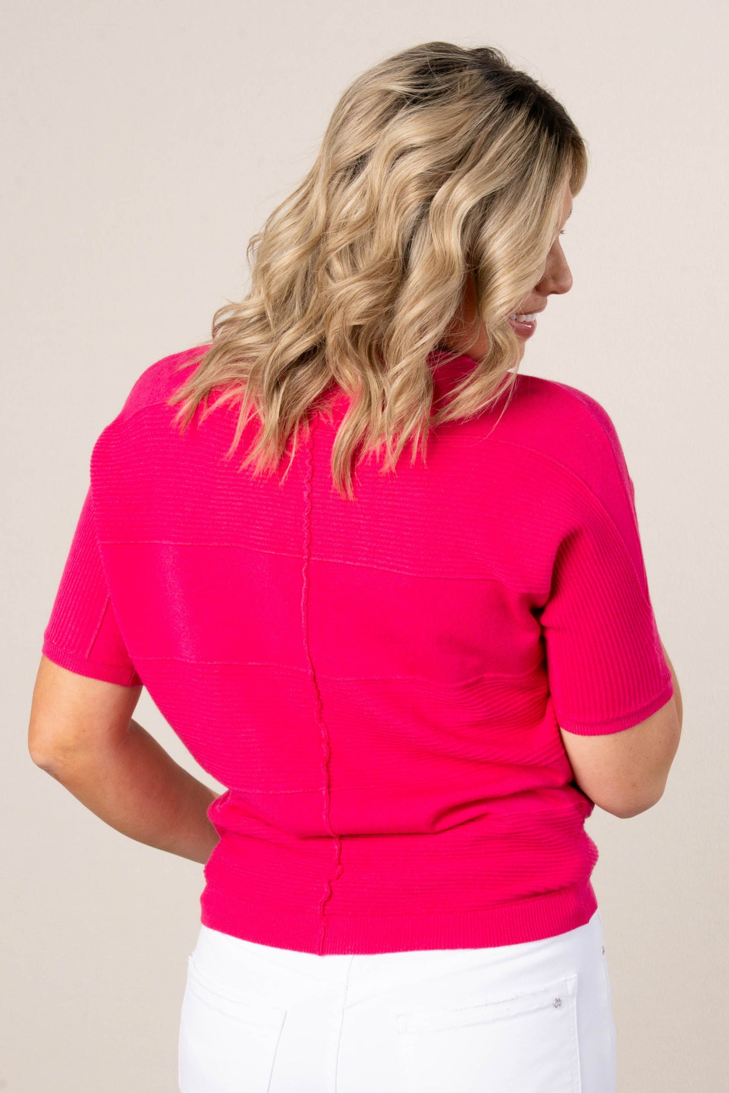 Lightweight Mixed Knit Dolman Sweater
