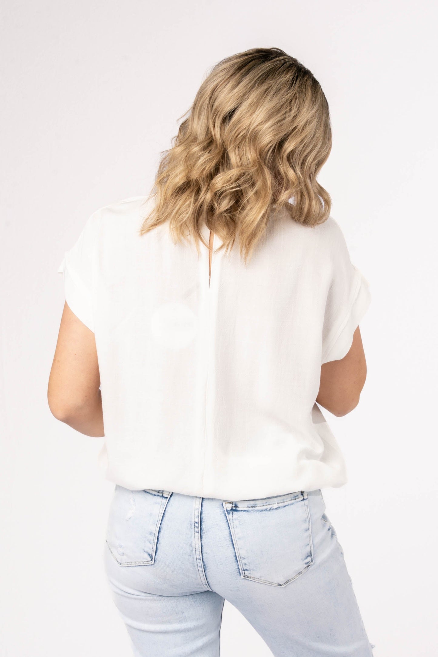 Linen Drawstring Waist Top