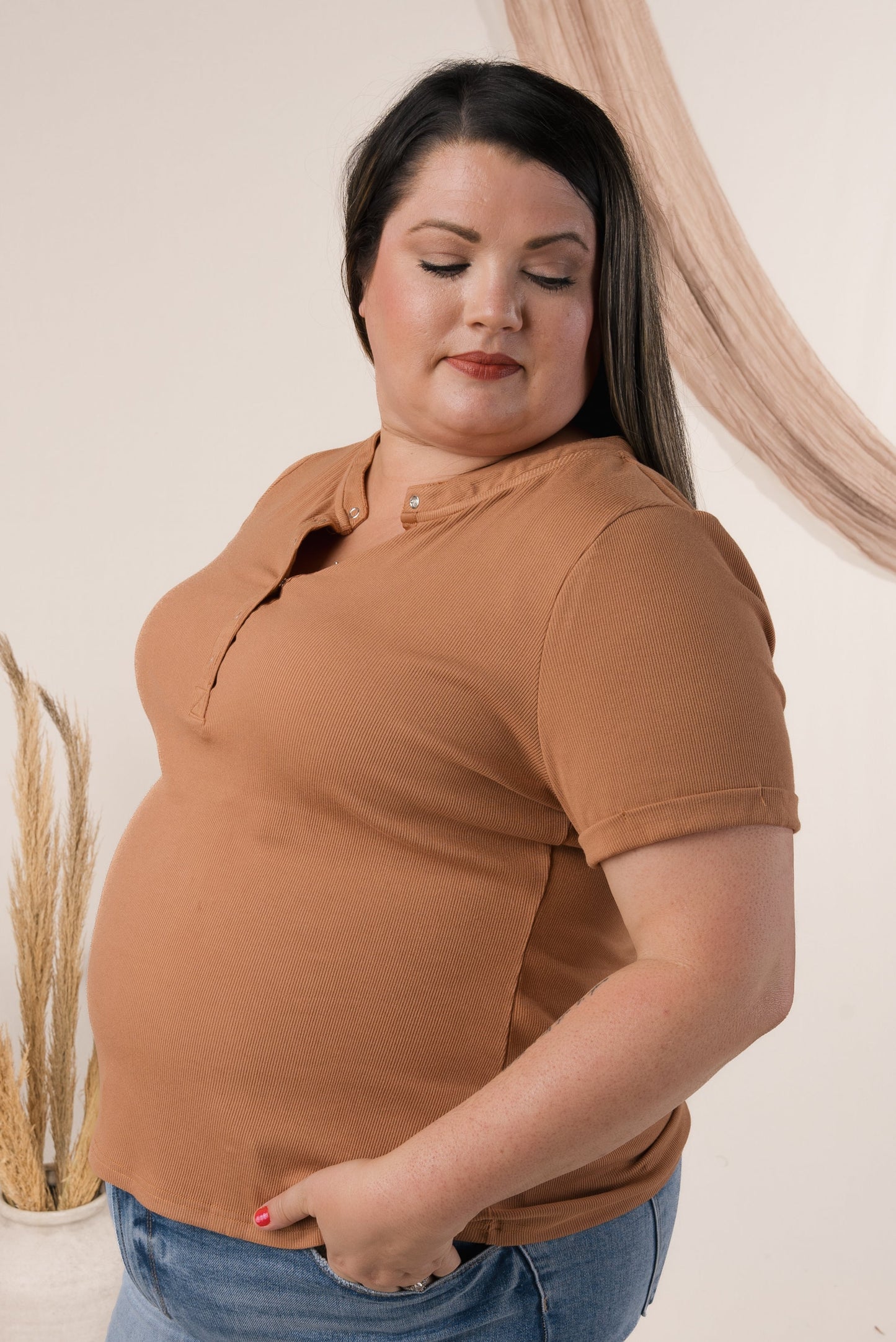 Ribbed Snap Henley Top *Final Sale*