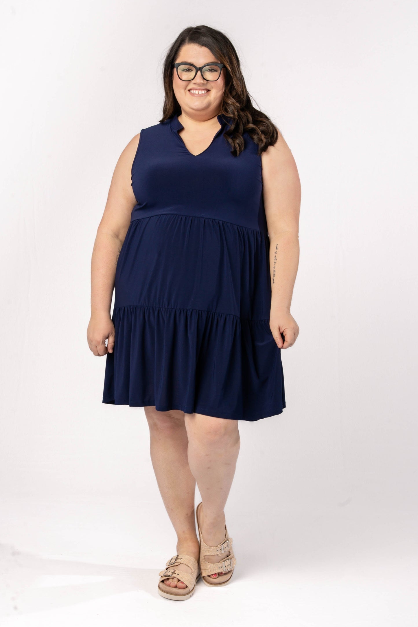 Liz Solid Tiered Dress