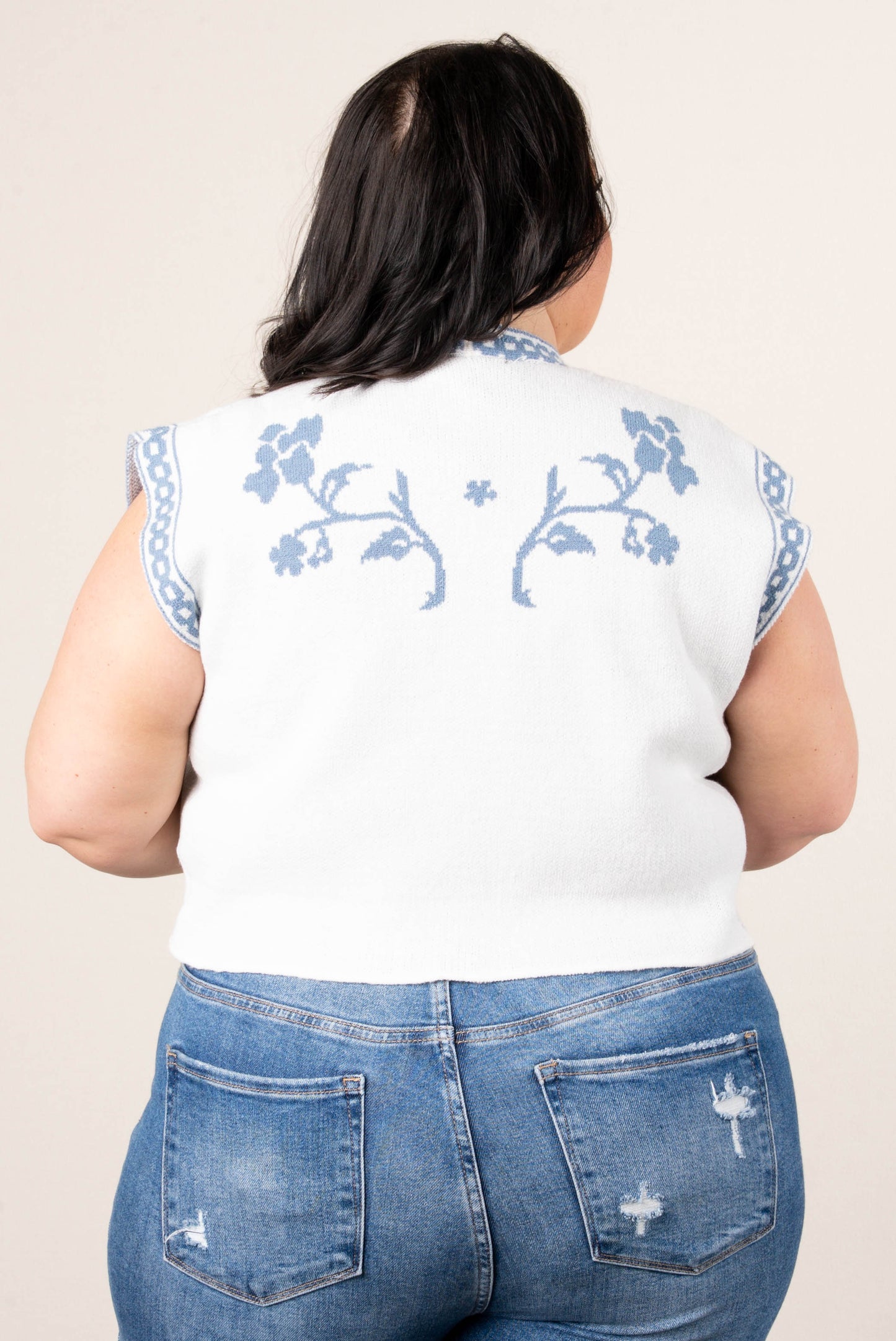 Floral Bow Front Sweater Vest