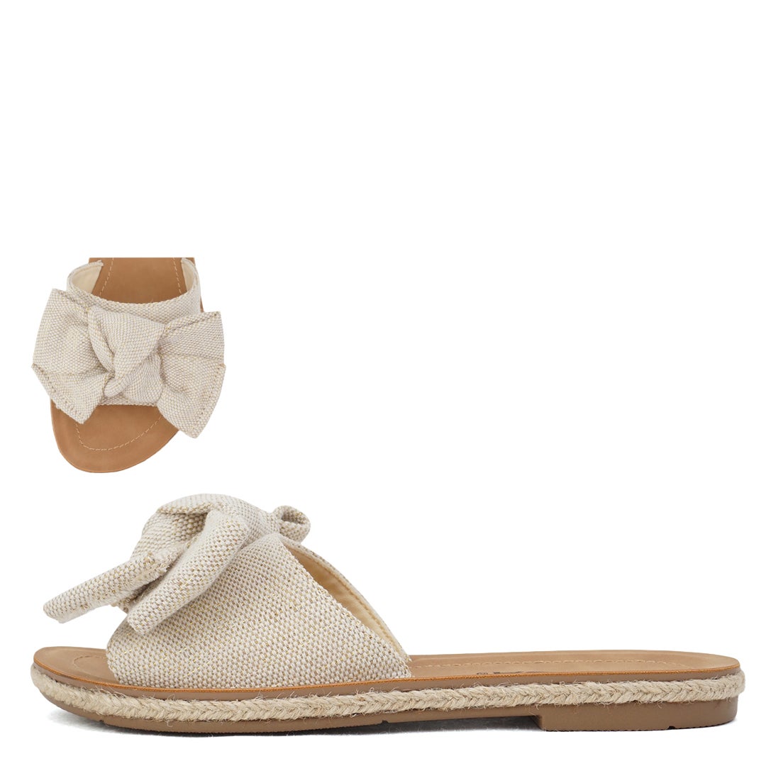 Script Bow Slide Sandal