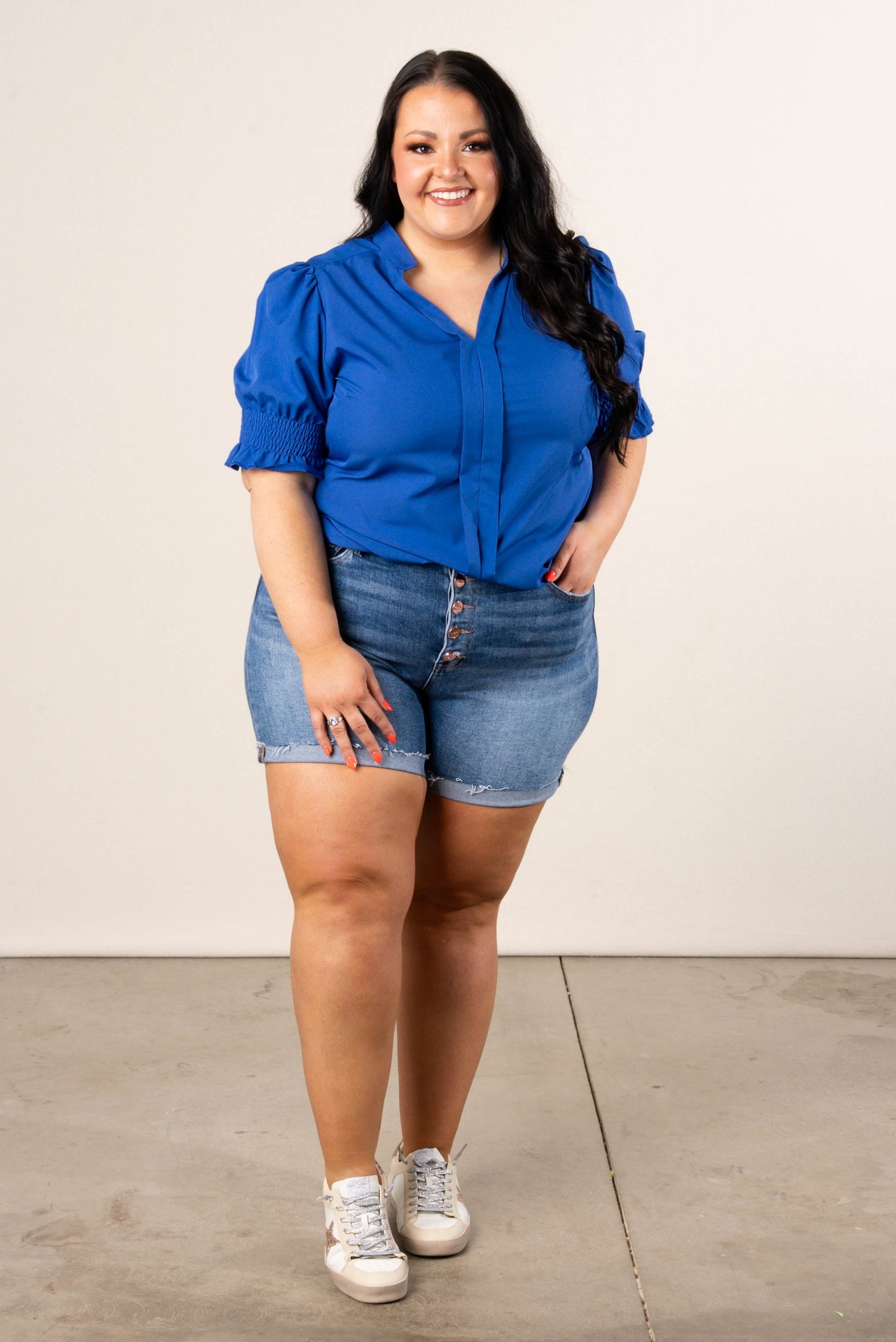 Pleat Front Smocked Sleeve Blouse *Final Sale*