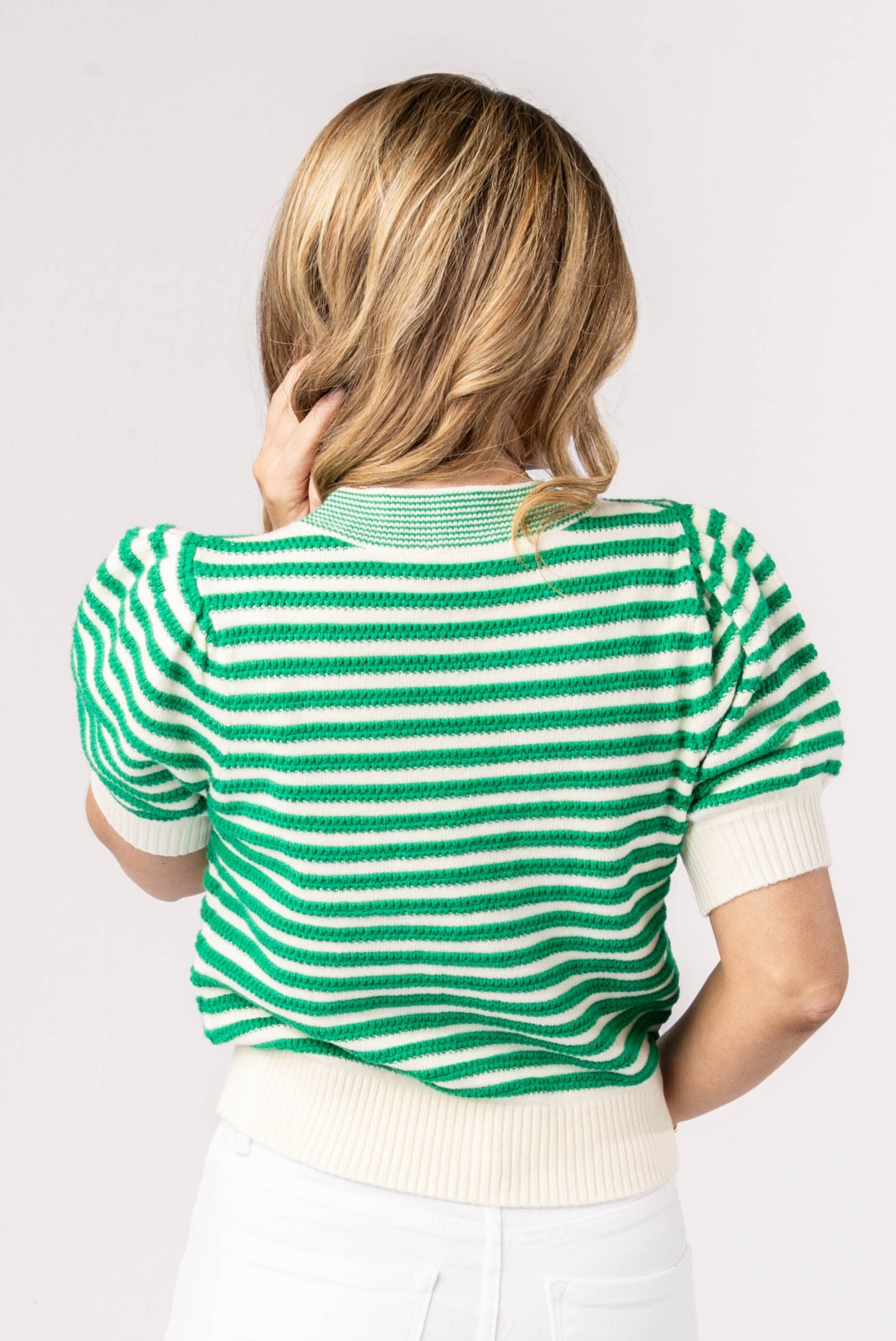 Mixed Stripe Bow Front Sweater