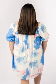 Floral Watercolor Square Neck Dress