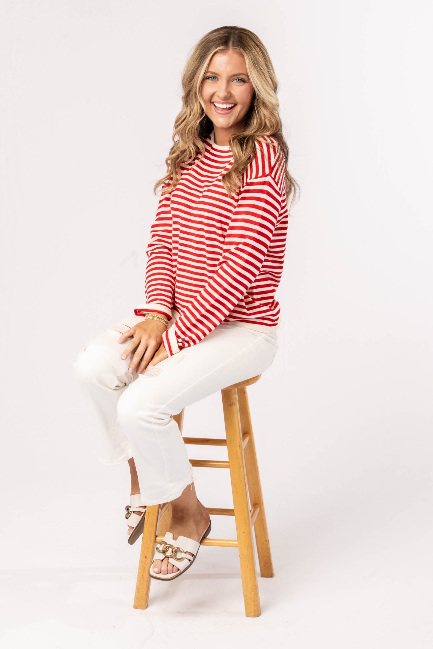 Striped Rolled Hem Sweater
