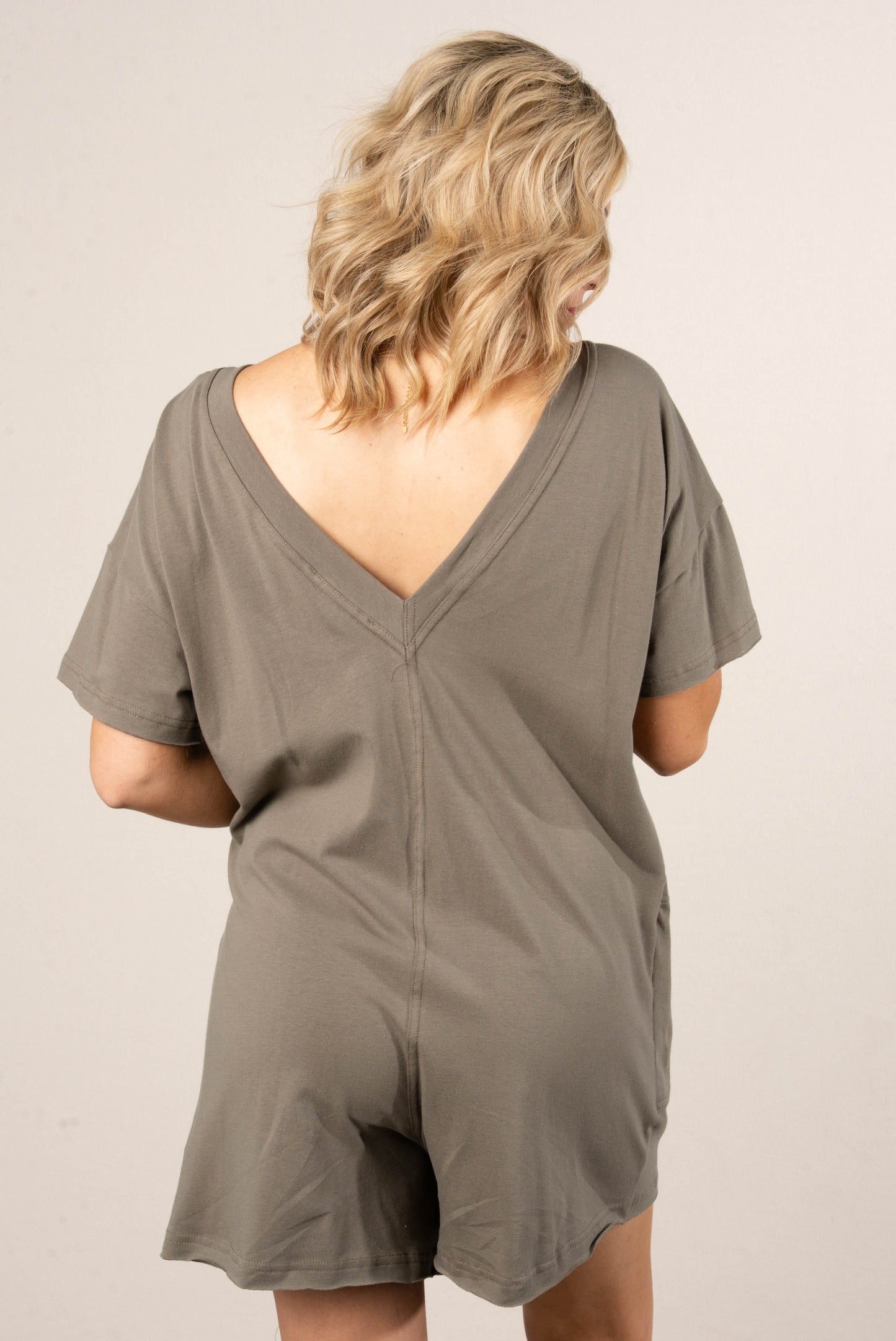Reversible T-Shirt Romper in Olive *Final Sale*