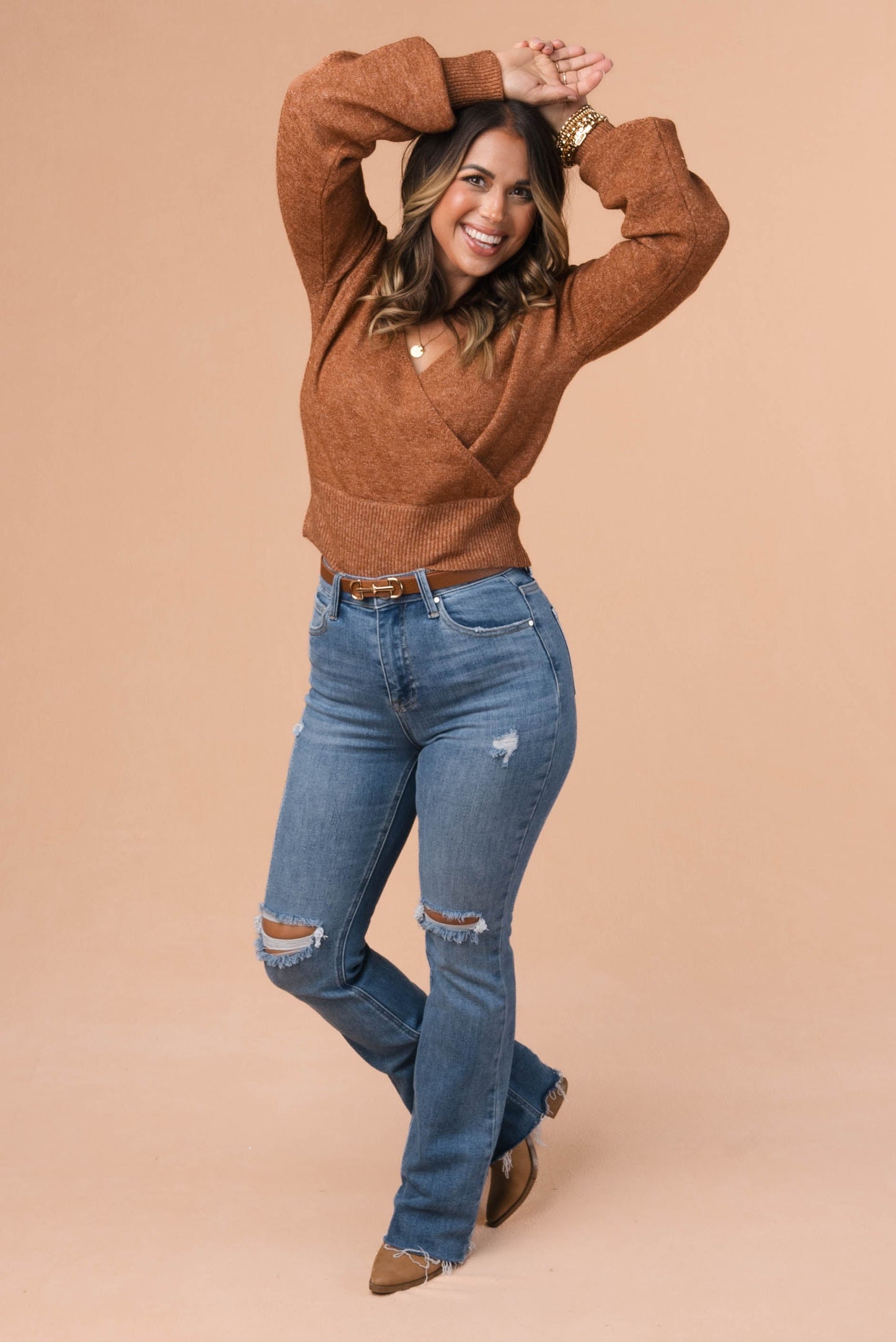 Surplice Crop Sweater